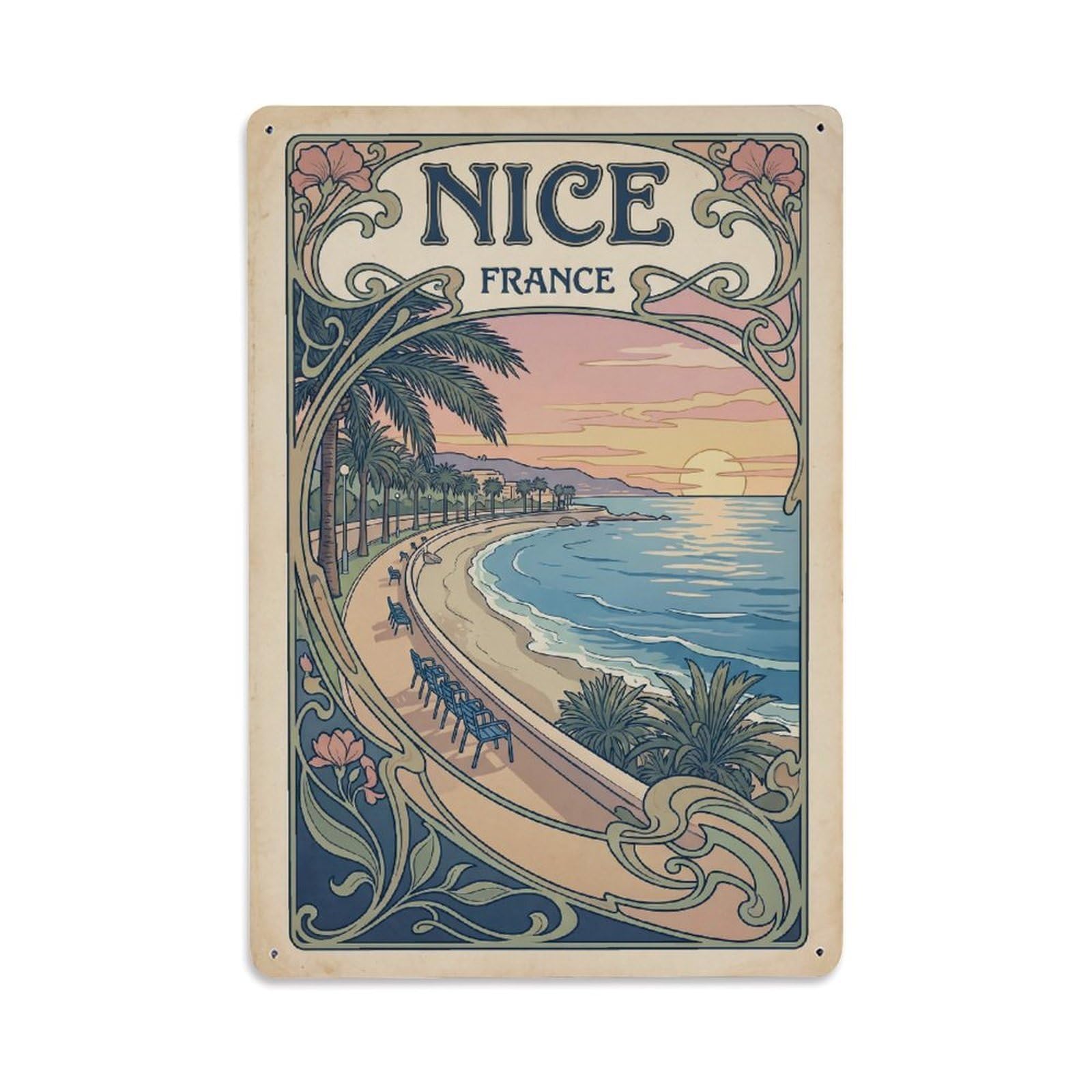 Retro France Nice Travel Metal Tin Sign