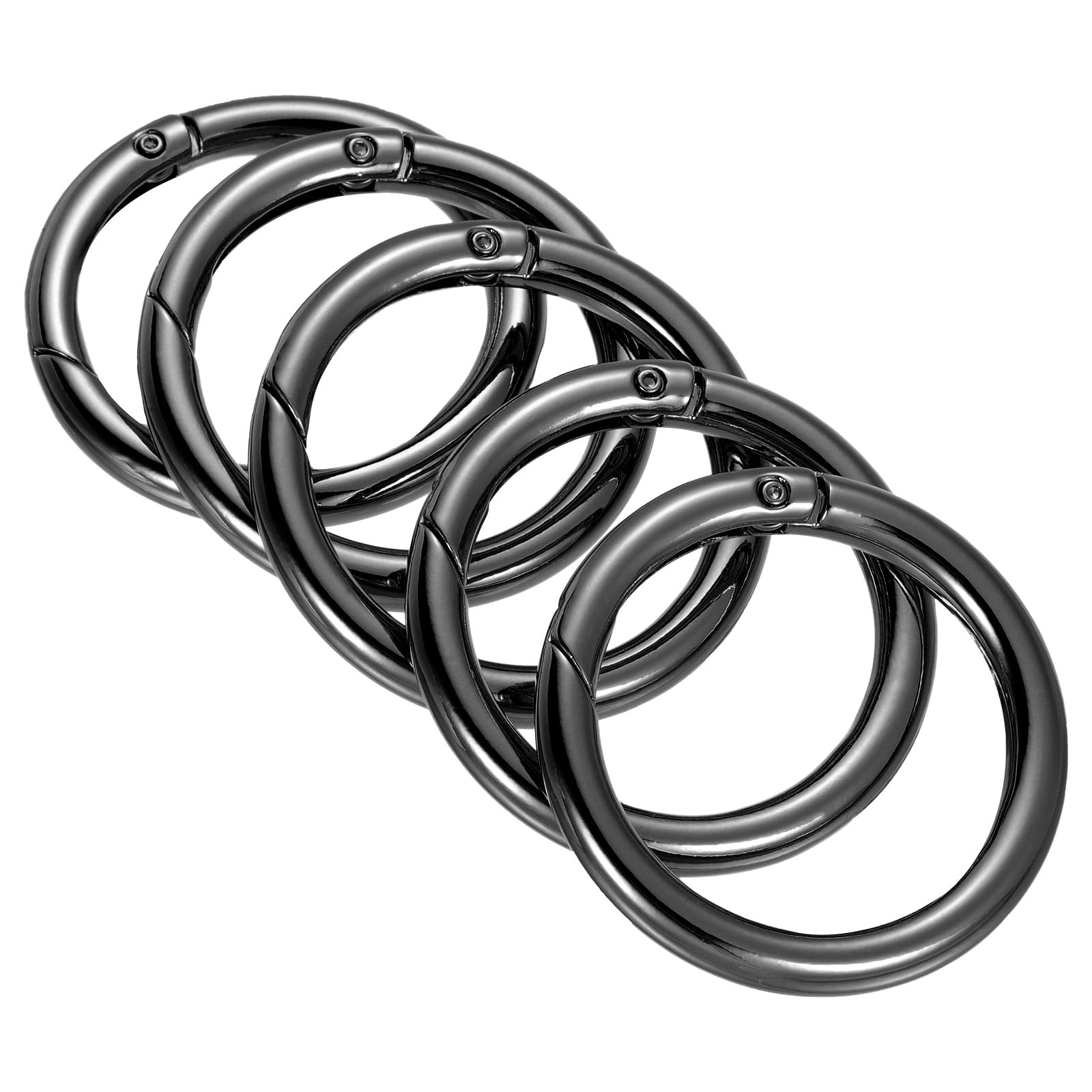 YOKIVE 5 Pcs Spring O Rings, Zinc Alloy Gate O Ring Round Snap Clip, Black, 1.65-Inch - Image 3
