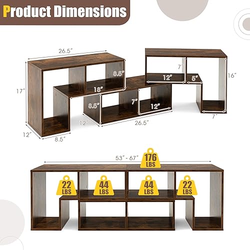 Miniatura 24 de KOTEK Soporte de TV para TV de 50, 55, 60, 65 pulgadas, organizador de estantería de combinación gratuita, mesa consola de TV con estantes de