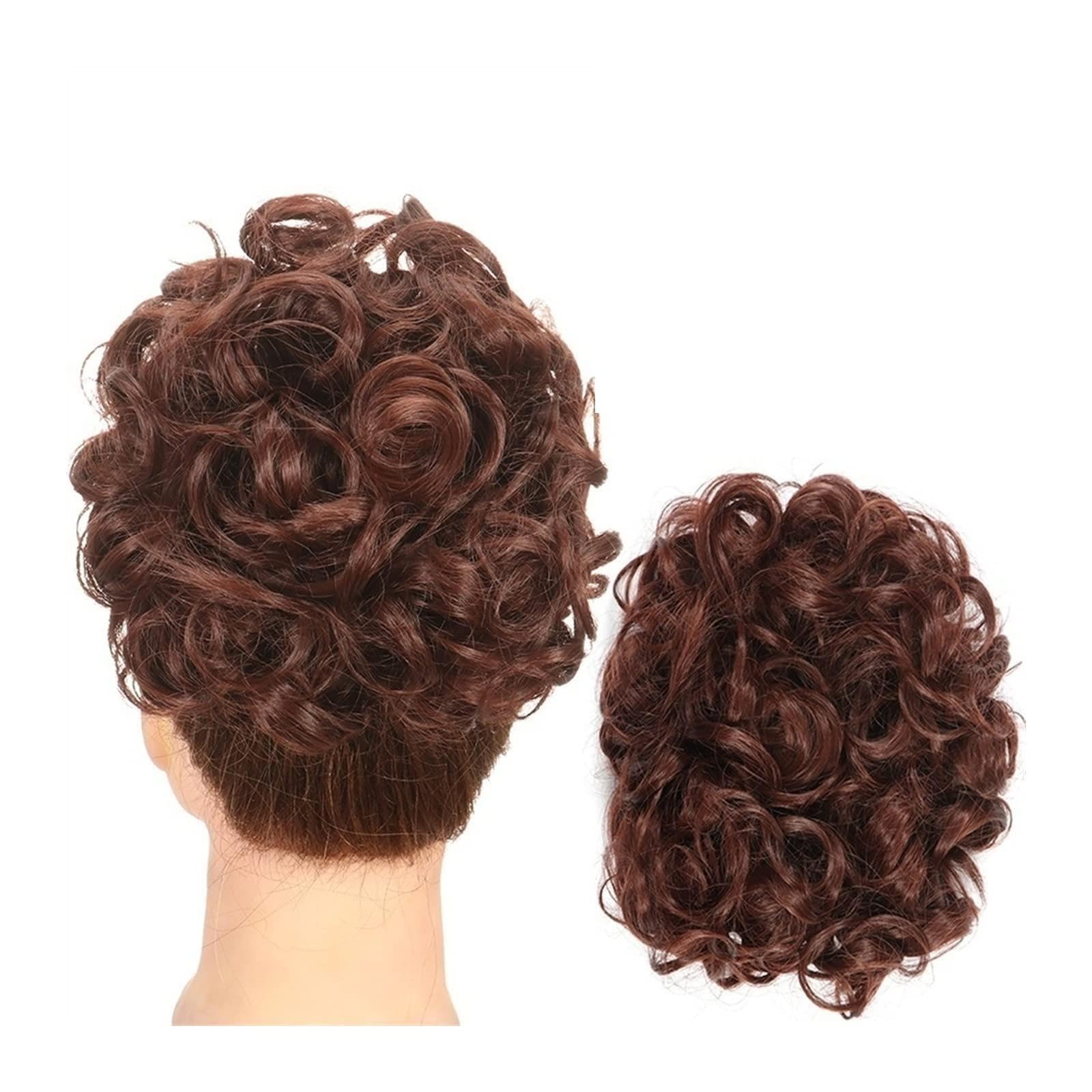 Kok Treski Roztrzepany kok Scrunchie Chignon Hairpiece Curly Bun Extensions Scrunchie Updo Kawałki włosów Syntetyczne grzebienie w niechlujnym koku Treski dla kobiet Gumki do włosów (Color : Q1 33)