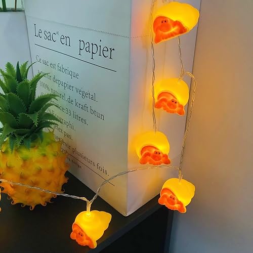 Miniatura 6 de Guirnalda de luces de cangrejo ermitaño de 5.4 pies, 10 luces LED de hadas de cangrejo de Navidad, funciona con pilas para decoración del hogar,