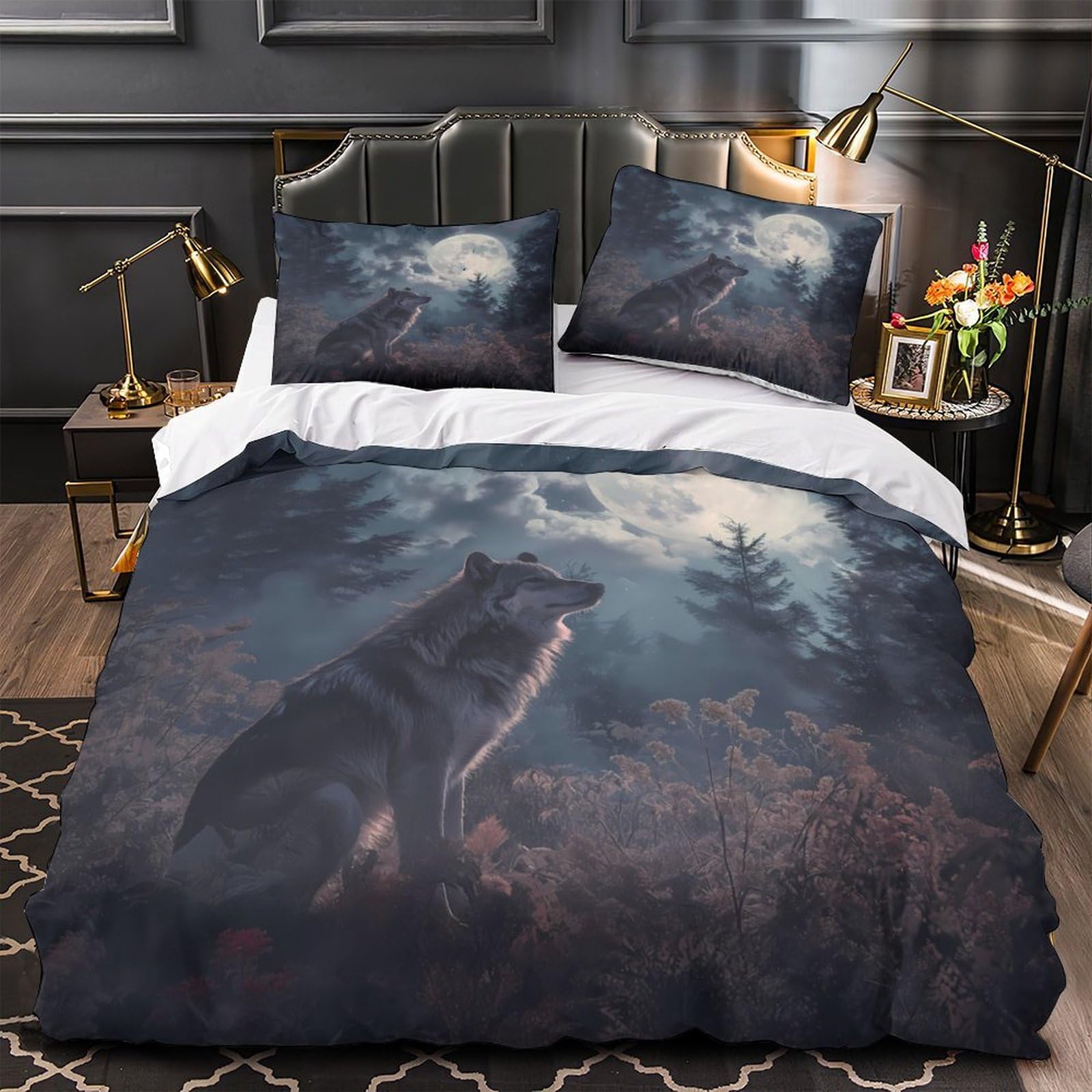 Housse de couette loup 3D 135x200cm pour créer un cocon douillet d'enfant