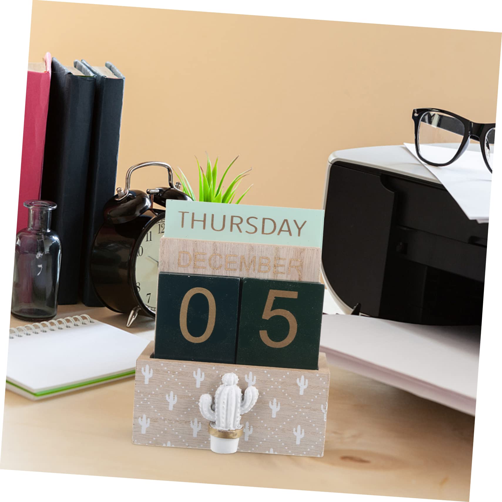 Calendario Perpetuo Legno Per Scrivania Decorazione Unica e Funzionale Calendario Mensile e Giornaliero Per Casa e Ufficio Design Chic e Compatto Per Ogni Spazio Per Scuole Hotel e