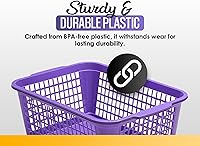 Vista 3 de YBM HOME Cesta de almacenamiento perforada de plástico, cajón de oficina, estante de escritorio, bandeja organizadora 32-1184 (3, azul)