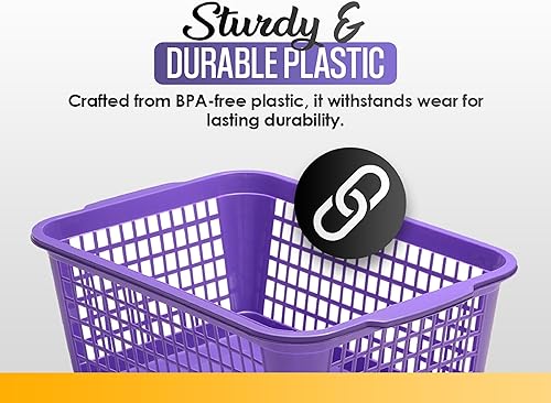 Miniatura 3 de YBM Home Paquete de 3 cestas de almacenamiento de plástico para cajones de oficina, escritorio y aula, organizador multiusos perforado para