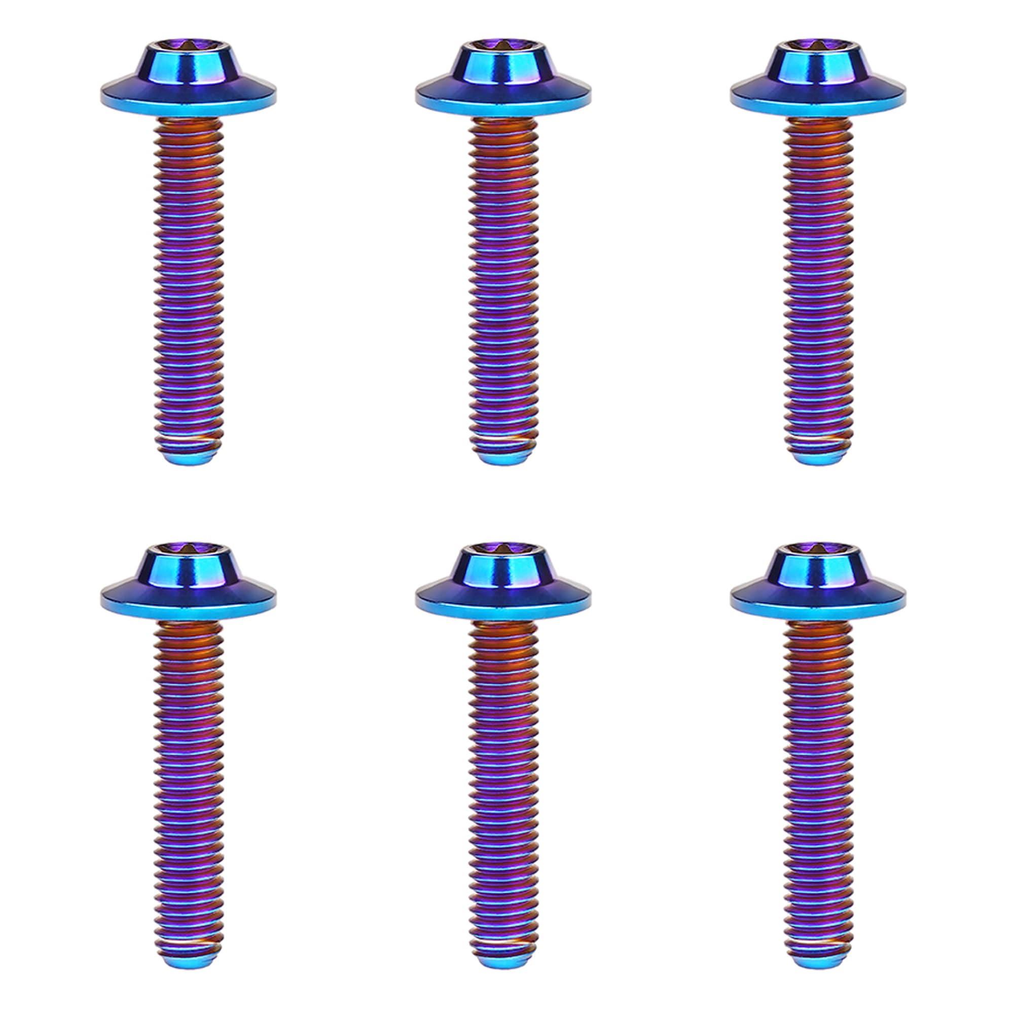 DWAMMEBRS Bolt M5 M6x10 12 15 20 25 30 35mm T25 T30 Torx Head Screw Pack of 6(Burnt Blue,M5x30mm)