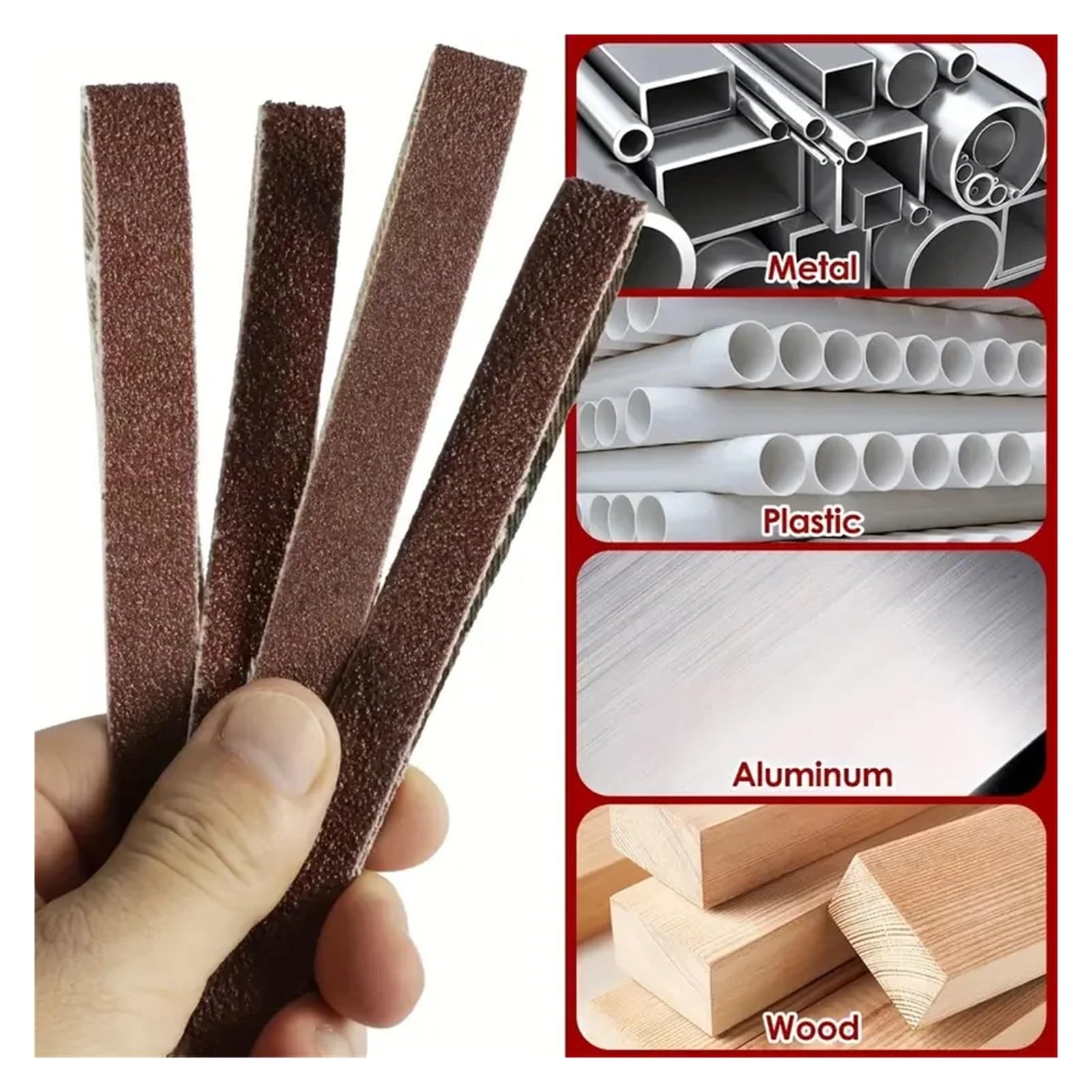 Rotolo di carta vetrata, Confezione Da 11 Pz. 330x10mm Ossido Di Alluminio Grana 60-800(10pcs 800Grits)