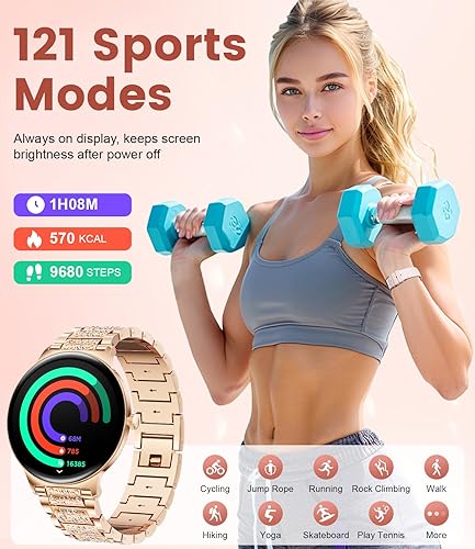 Miniatura 7 de LIGE Reloj inteligente para mujer (2 bandas), 1.43 pulgadas HD AMOLED Slim Smartwatch para Android iOS, rastreador de fitness con más de 120 modos