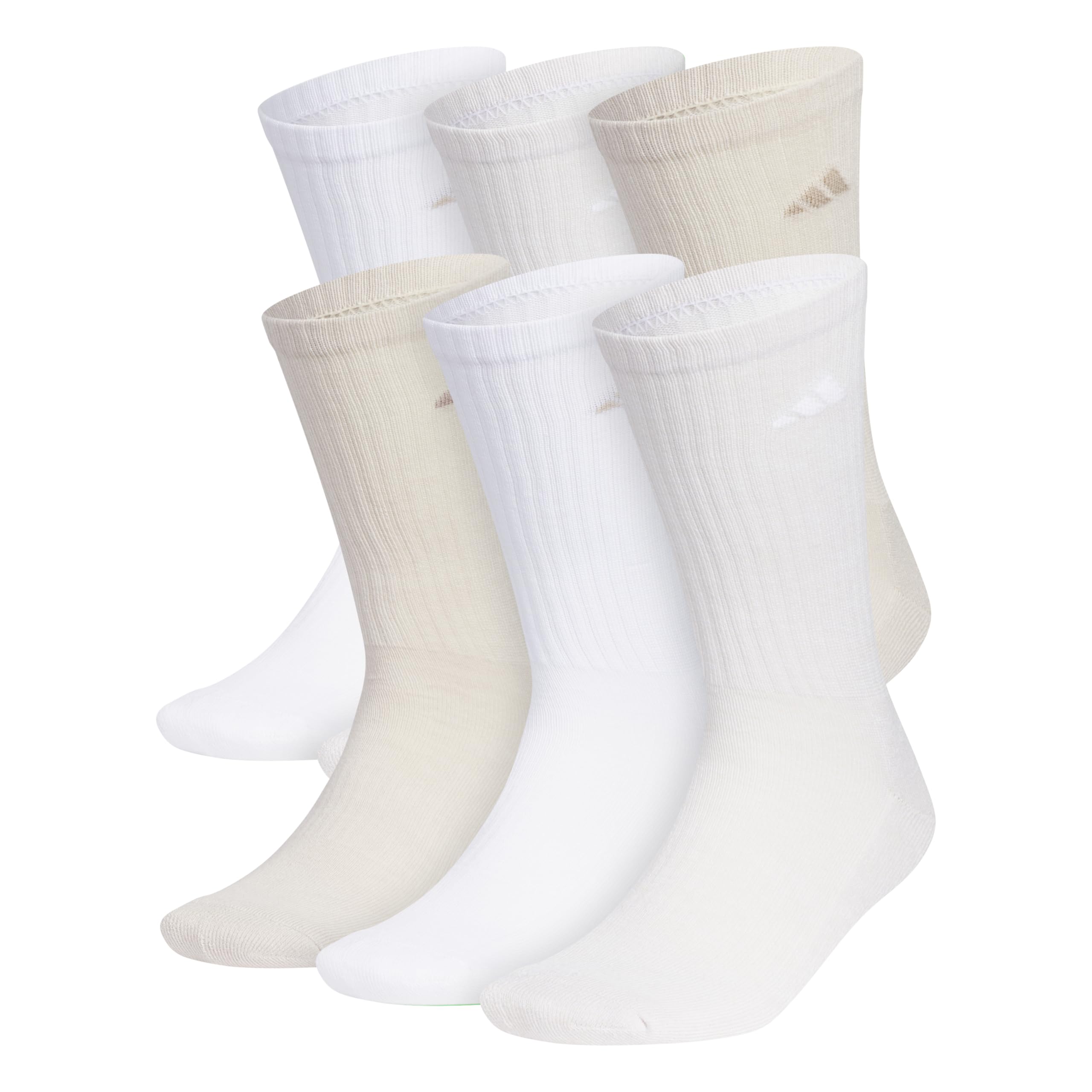 adidas Athletic Cushioned 6-Pack Crew Large White/Wonder Beige/Alumina Beige