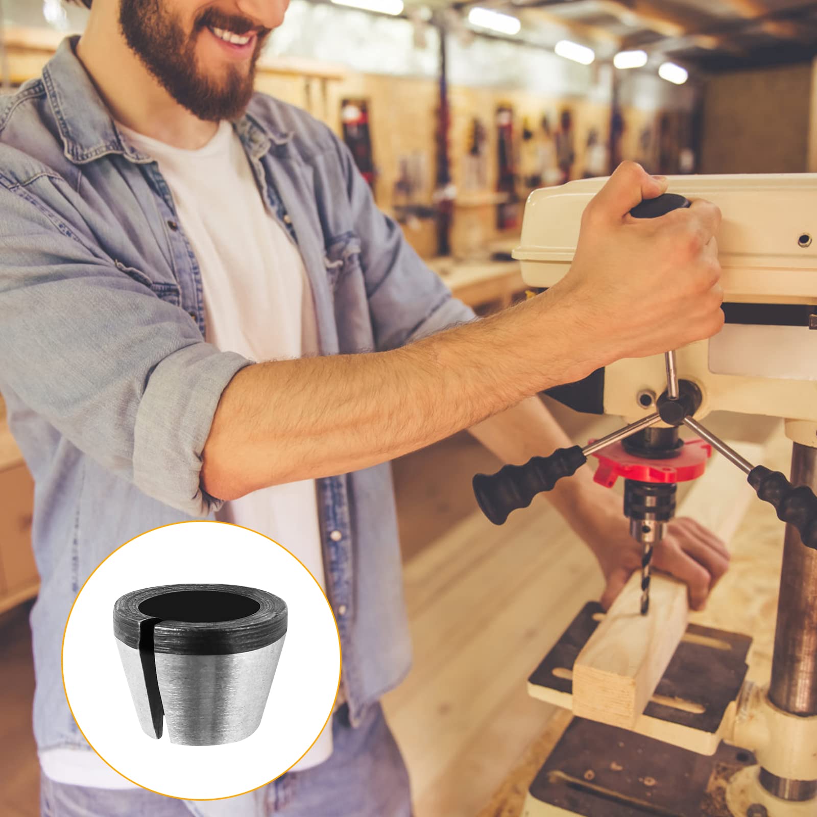 6 Pinze Per Fresa In Acciaio - Adattatori 6/6.35/8 Mm Per Lavorazione Legno