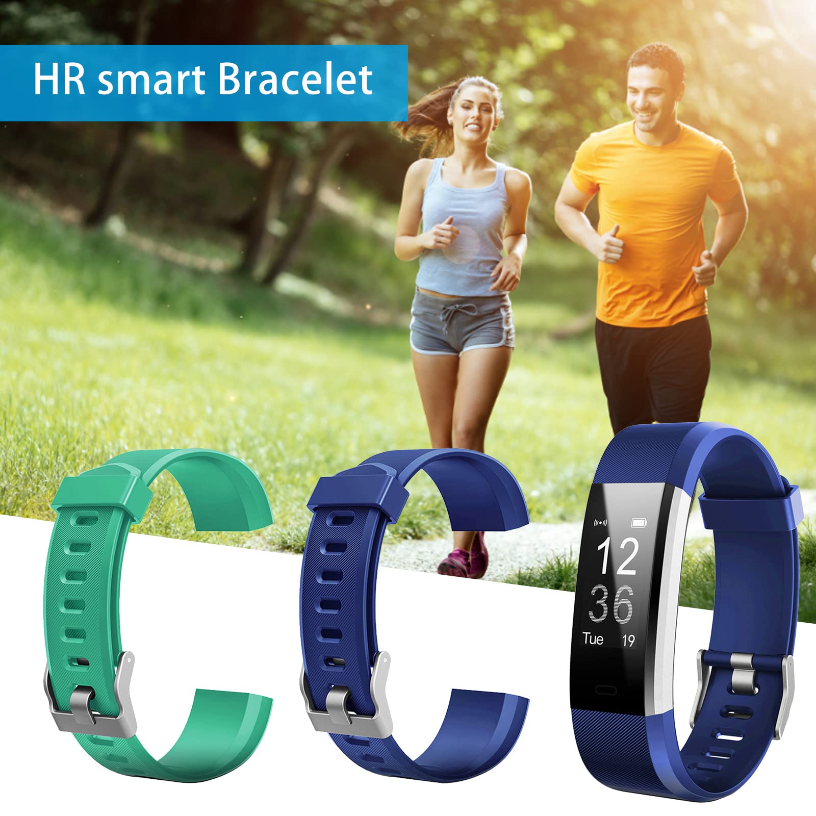 Junerain Ersatzarmbänder Für ID115plus HR Smartwatch – 2 Stück, Verstellbar, Schwarz Und Violett