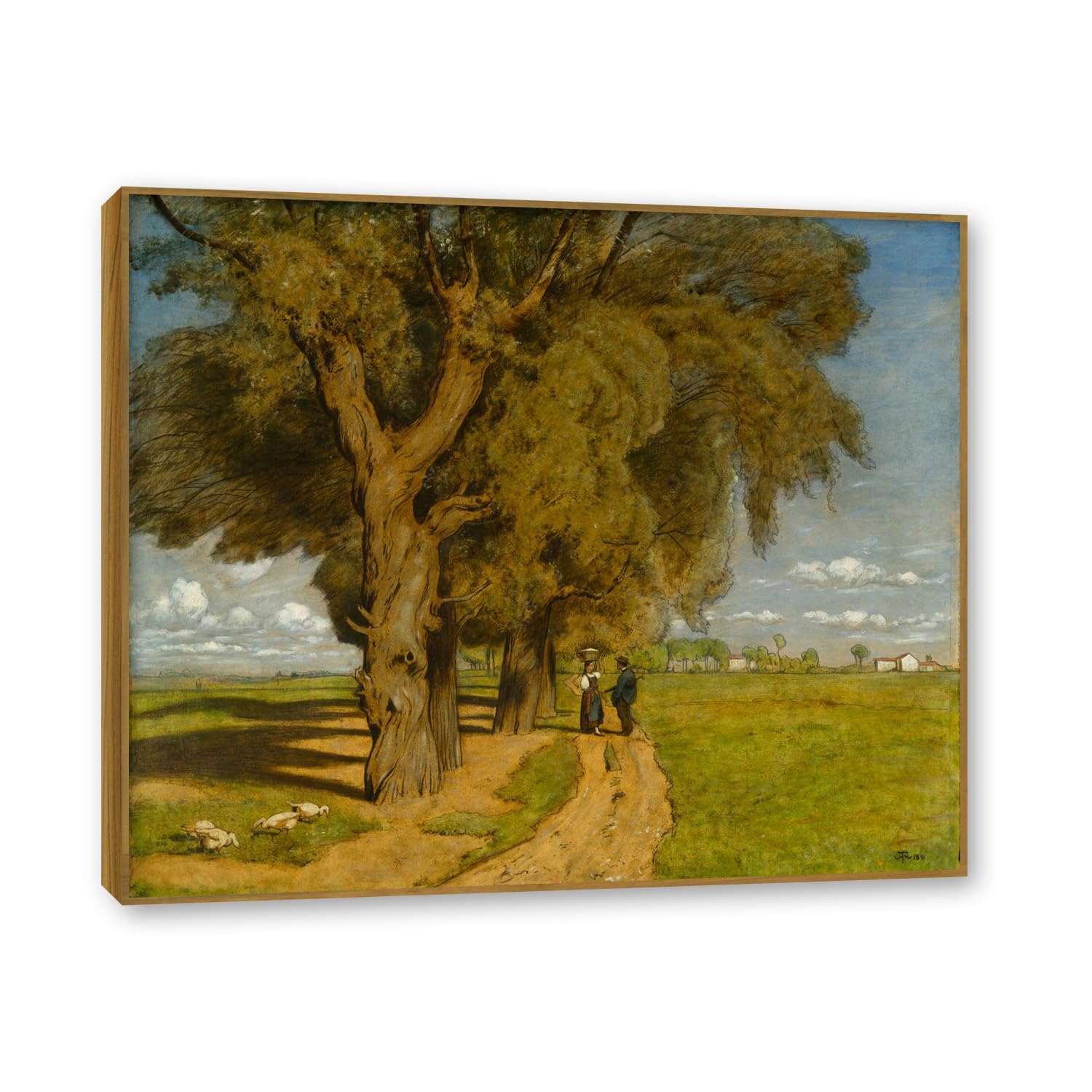 NHLDZYH Teak Frame. Hans Thoma Style Canvas Wall Art - (Summer), German Romantic Realism Painting with Symbolic Nature, Rustic Country Home Decor. 50x60cm-19.6x23.6in