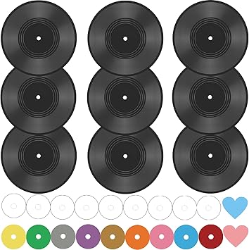 FACHPINT 9 PCS 12in vinyl records decor, blank vinyl records for indie hippie room decor, fake records for Music Party Studio Room Display Decor, blank records for wall aesthetic retro decor DIY