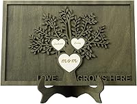 Vista 42 de Joyforisa Regalos para mamá y abuela, marco personalizado del árbol de la vida con corazones y nombres, marco de árbol familiar de madera