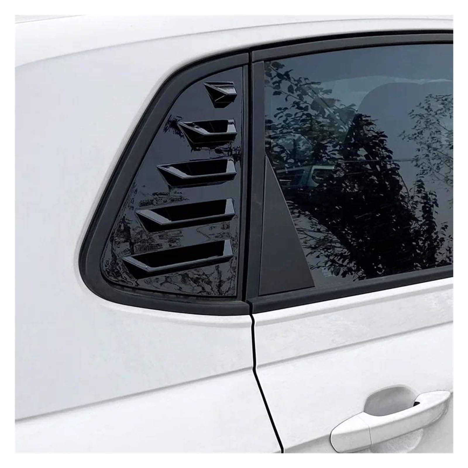 Car Rear Window Spoiler Tail Wing For VW For Polo For Mk6 2018-2023 Hatchback Rear Triangle Louver Window Sunshades Side Window Spoiler Splitter Cover Trim Rear Window Side Splitter Wing(Glossy Black)