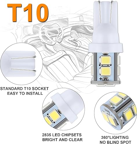 Miniatura 6 de Juego de 24 bombillas LED para interior de automóvil, 194 T10 DE3175 578, 1.220 in, 1.654 in, bombillas de repuesto para el mapa del automóvil,