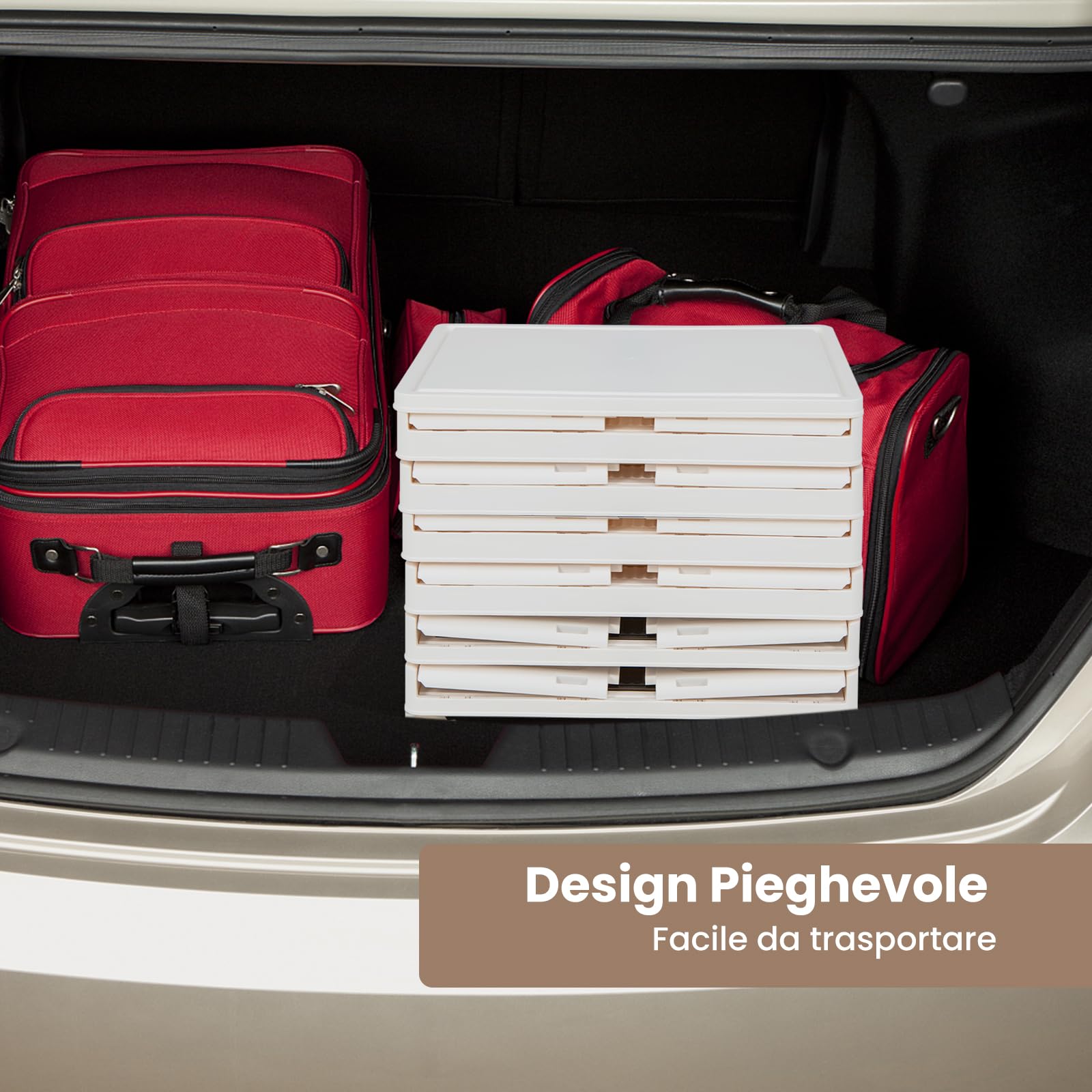 COSTWAY Scarpiera Pieghevole a 3/4/6 Piani, Mobile Multiuso Impilabile con Porte Trasparenti Magnetiche e Ruote Piroettanti Bloccabili, Contenitore con Coperchio per Cibi Giocattoli Abiti (6 Piani)