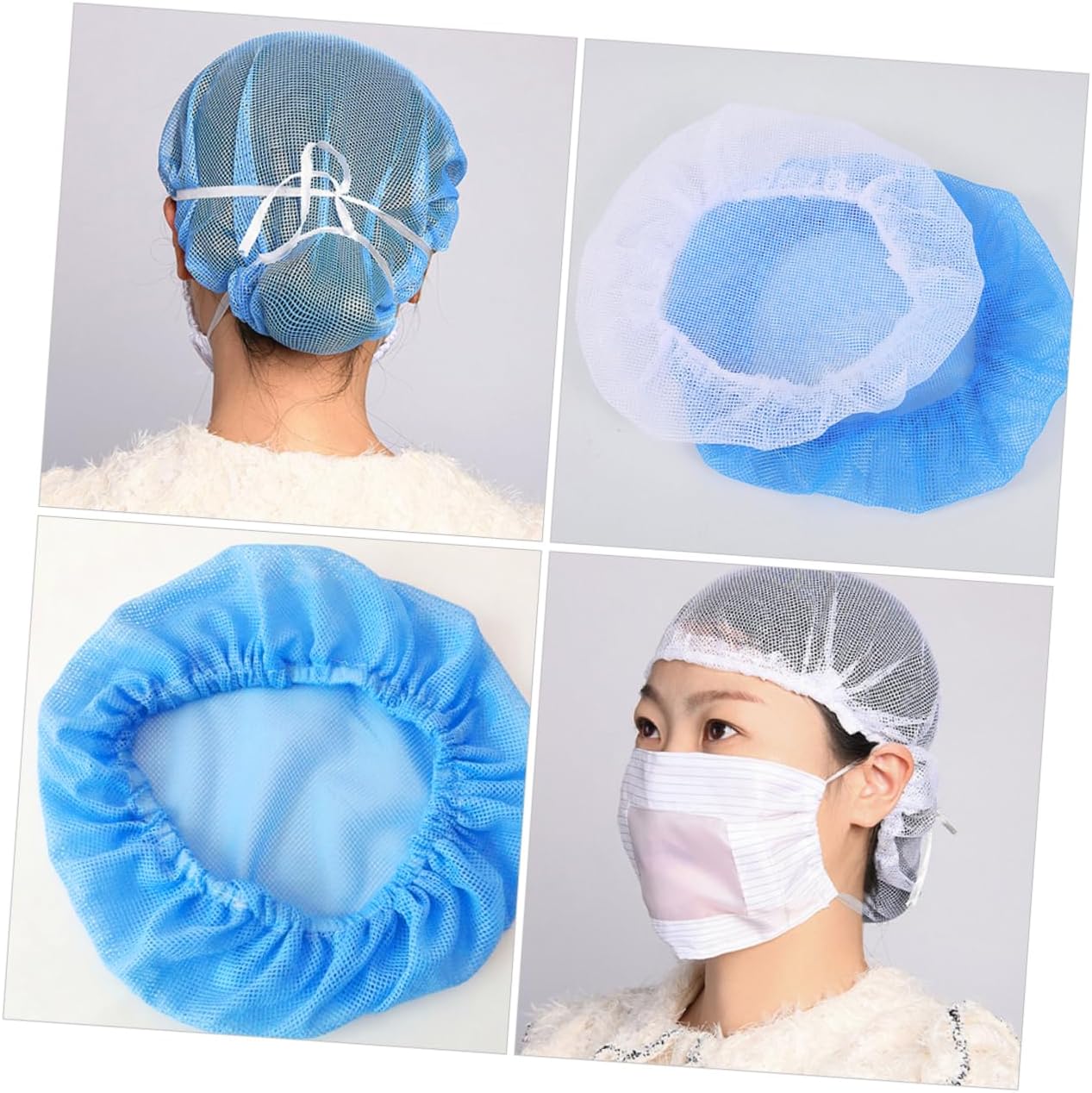 NOLITOY 8pcs Anti-Static Breathable Mesh Chef Caps Disposable Elastic Head Covers for Food Service Dustproof Hair Nets for Kitchen and Use