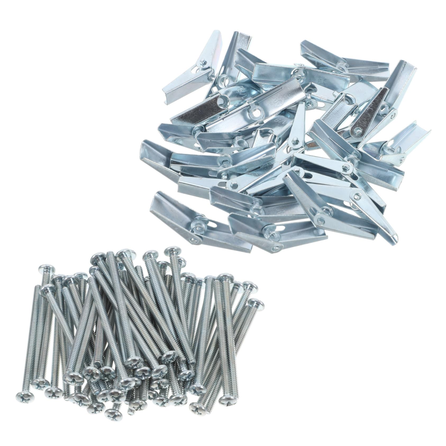 SOLUSTRE Drywall Anchor Toggle Bolts Set 60pcs Galvanized Steel Heavy Duty Mounting Kit
