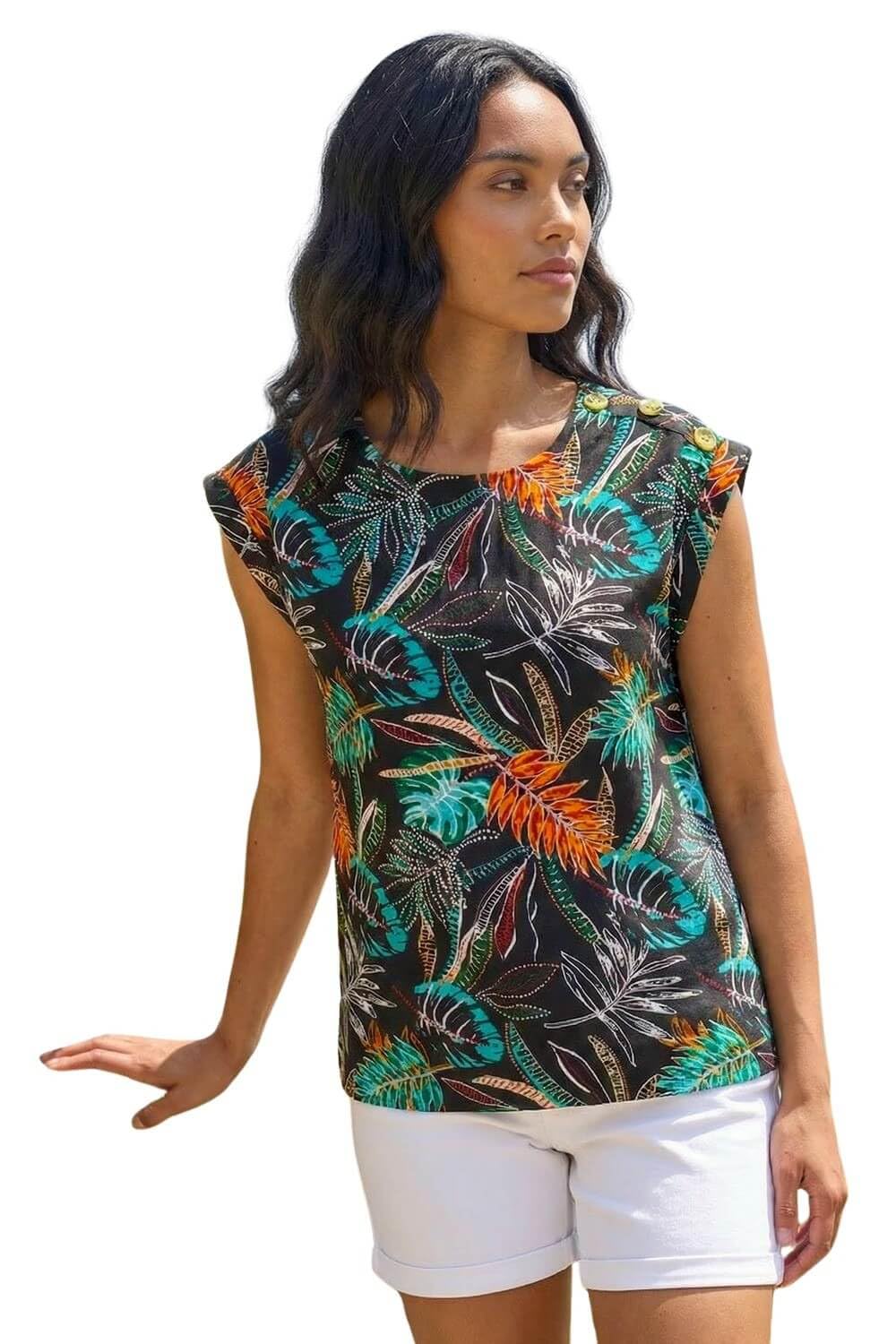 Roman Originals Women's Noir T-Shirt For Uk - Tee Shirt Summer Top Holiday Day Causal Short Sleeve Blouses Round Crew Boat Neck Lightweight - Size 12