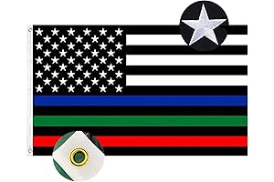 Show Your Support with the Embroidered 3x5 Thin Blue, Green, Red Line...