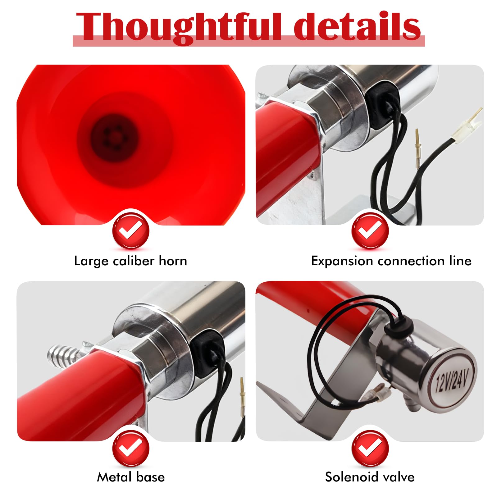 Tromba ad aria, clacson per camion 12V-24V 110DB, trombe ad aria, fischietto turco universale, super rumorosa Air Horn, clacson tromba ad aria, tromba singola, tromba ad aria compressa per auto