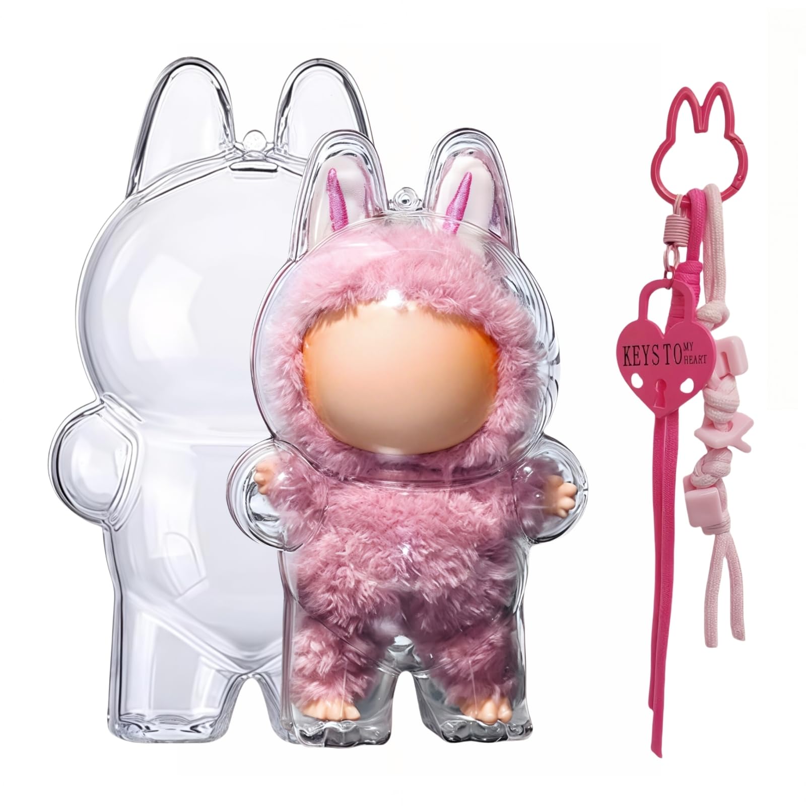 Amazon.co.jp: 多彩な色 LABUBU 専用 ケース 対応 (立つ姿) クリア 
