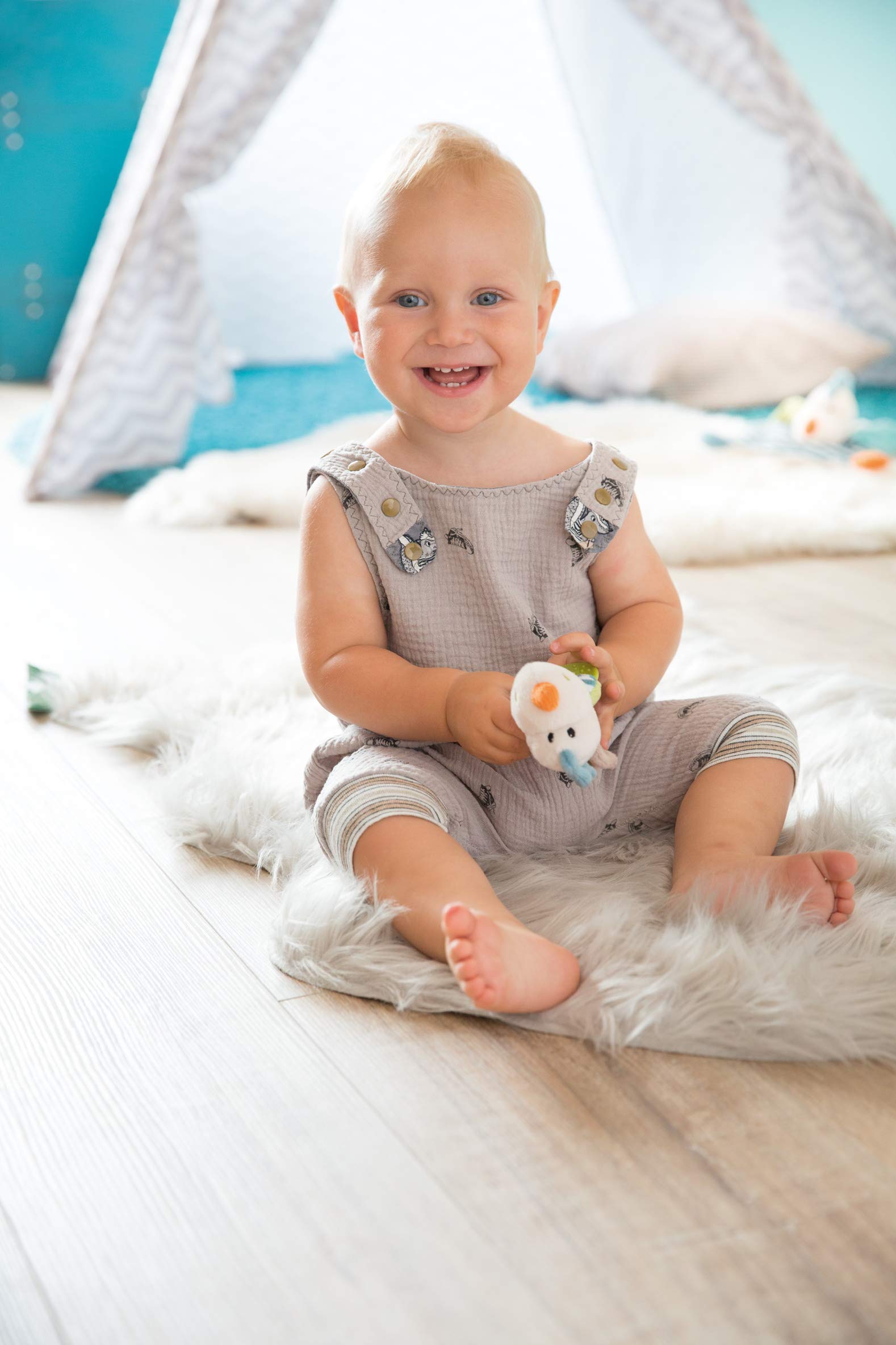 NICI Beißring Drache Dragilu – Für Babys Ab 6 Monaten, Aus Plüsch & Kunststoff, Beige/bunt