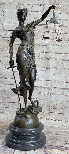 Miniatura 2 de Estatua de mármol de ley de justicia ciega de bronce de 25 pulgadas de alto, escultura de escala de dama, arte Nouveau, decoración decorativa de