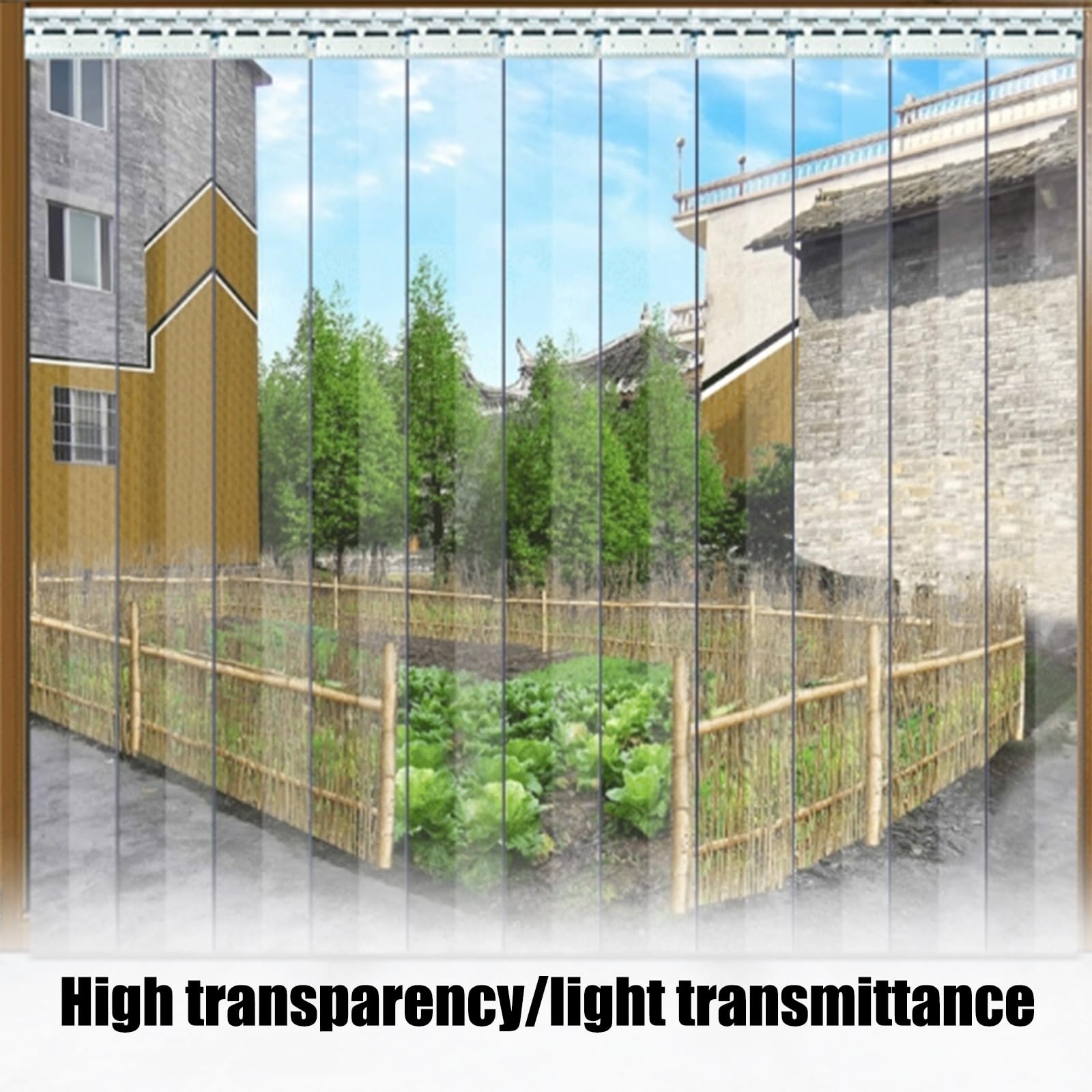 Kit de cortina de PVC transparente para puertas de 1,9-2,8 m para divisores, almacenes y cámaras frigoríficas (225 cm, 2,1 m)