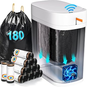 CTIME Brand Bathroom Trash Can with Lid Slim Touchless Sensor Automatic Suction Cup Smart Trash Can Suitable for Bedrooms Offices Kitchens and Bathrooms