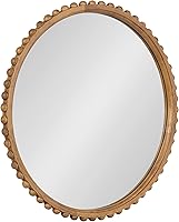Kate and Laurel Beadbrook 24-Inch Round Beaded Wood Wall Mirror - Textural Statement Piece for Bathroom, Entryway Decor