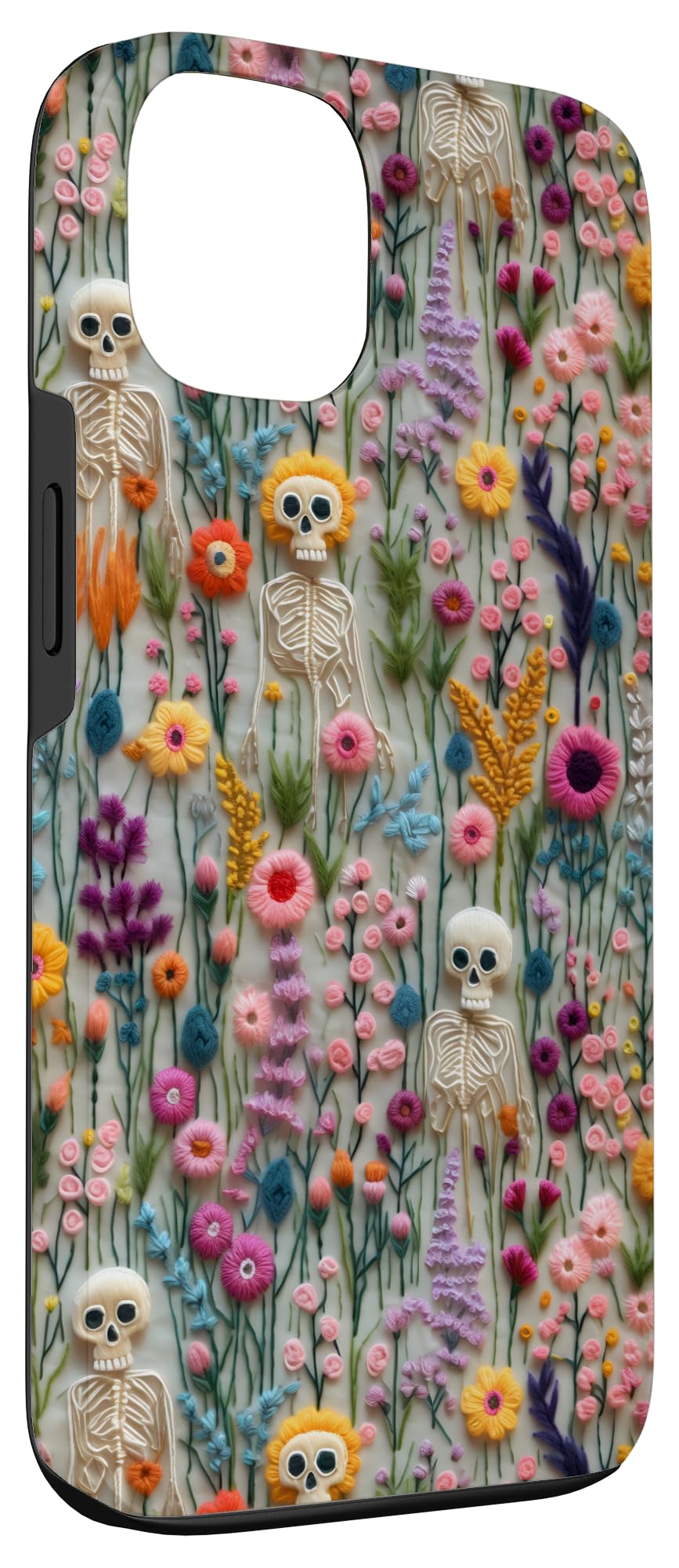 Boho Skeleton in Wildflower Vintage Floral Halloween Case for iPhone 13, Floral Pattern - Image 3