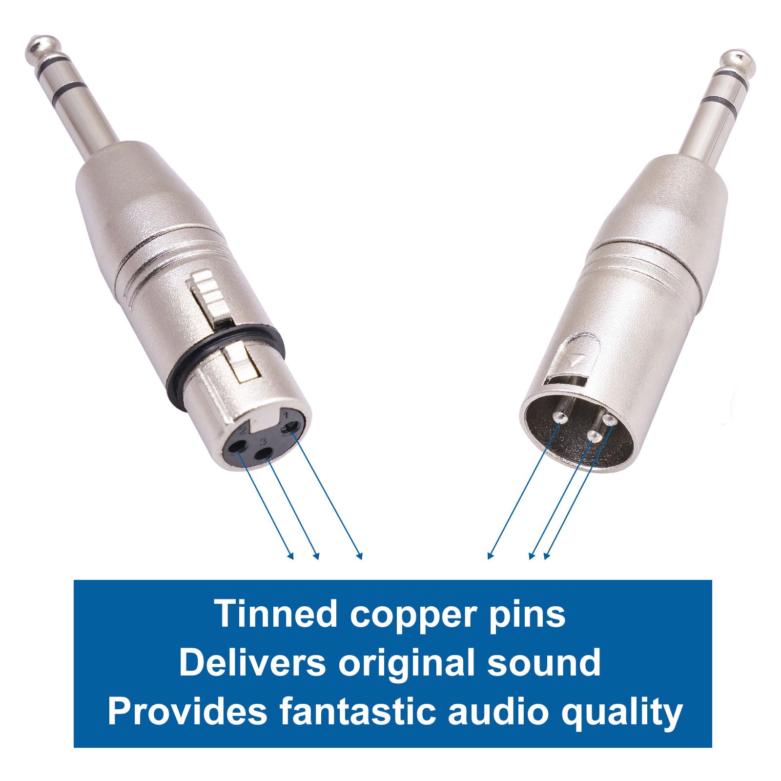 Smithok 4 Stück, 2 Stück 6,35 mm 1/4 Zoll Stecker auf XLR Stecker Adapter und 2 Stück 6,35 mm 1/4 Zoll TRS auf XLR Buchse, 2 Paar Audio-Stecker