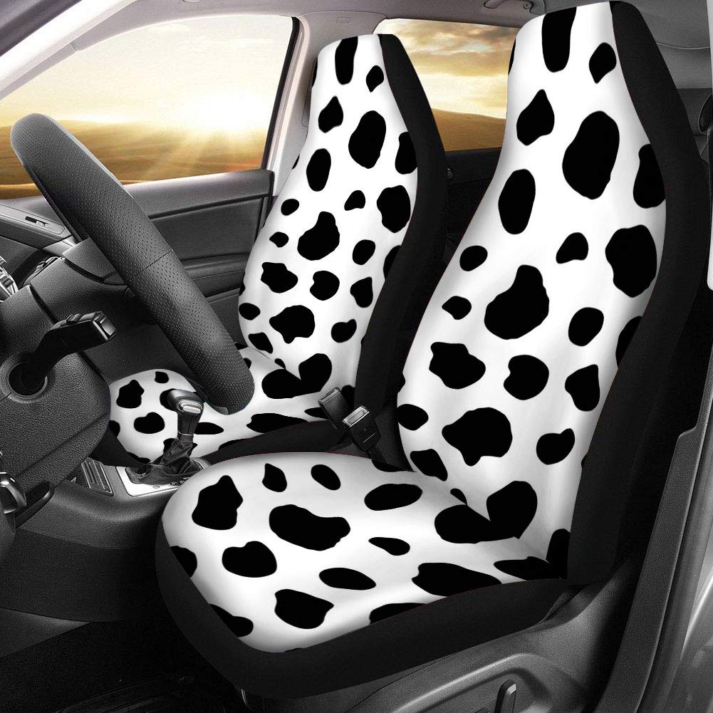Cow Skin Print Car Seat Covers for Men Universal Compatible Bucket Seat Protector Polyester Sponge Material Interior Cover
