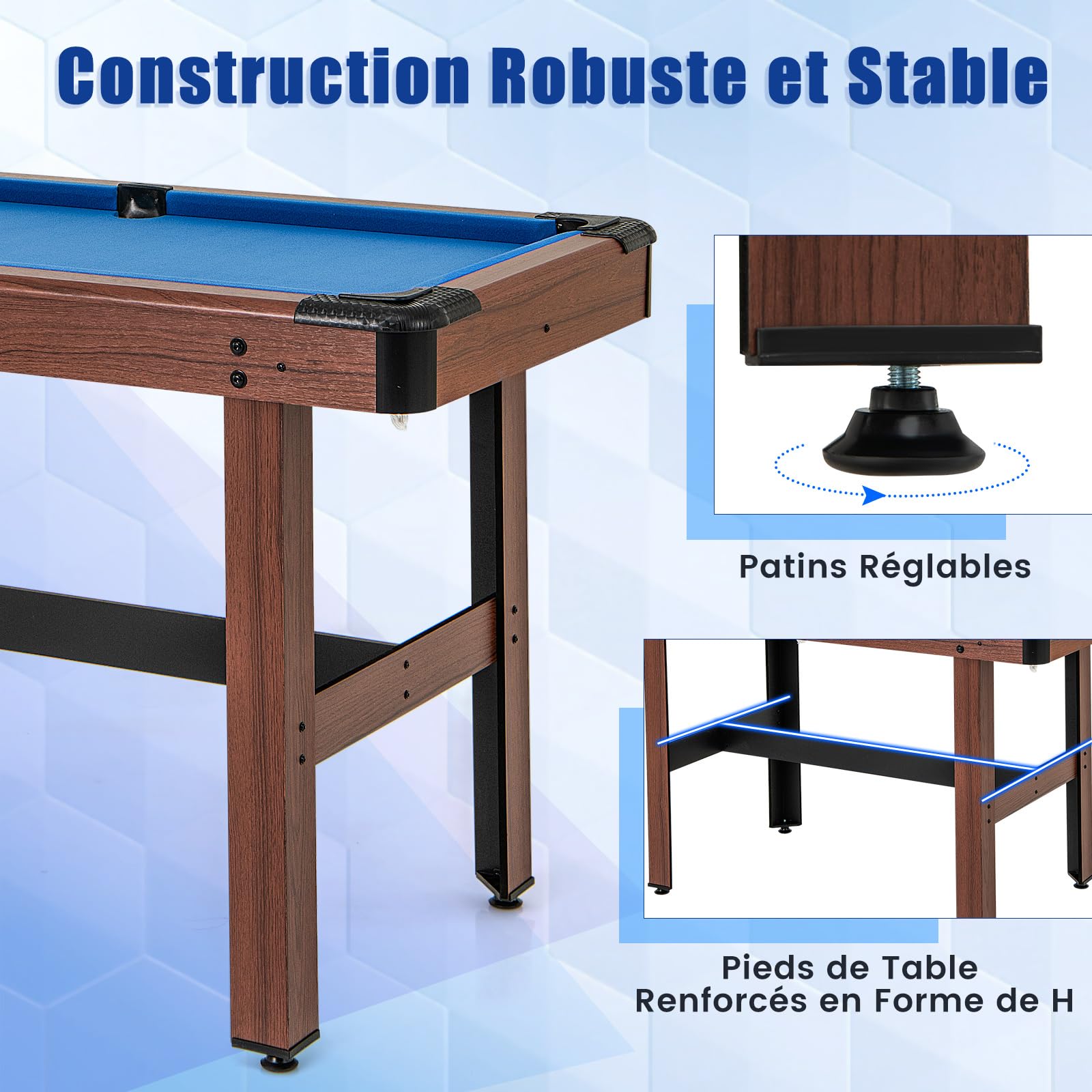 DREAMADE Table de Billard de 122 CM, Mini Table de Billard avec Ensemble Complet de Boules, 2 Queues, Craies, Brosse, Triangle, Table de Billard Gain de Place pour Salle Familiale, Salle de Jeu