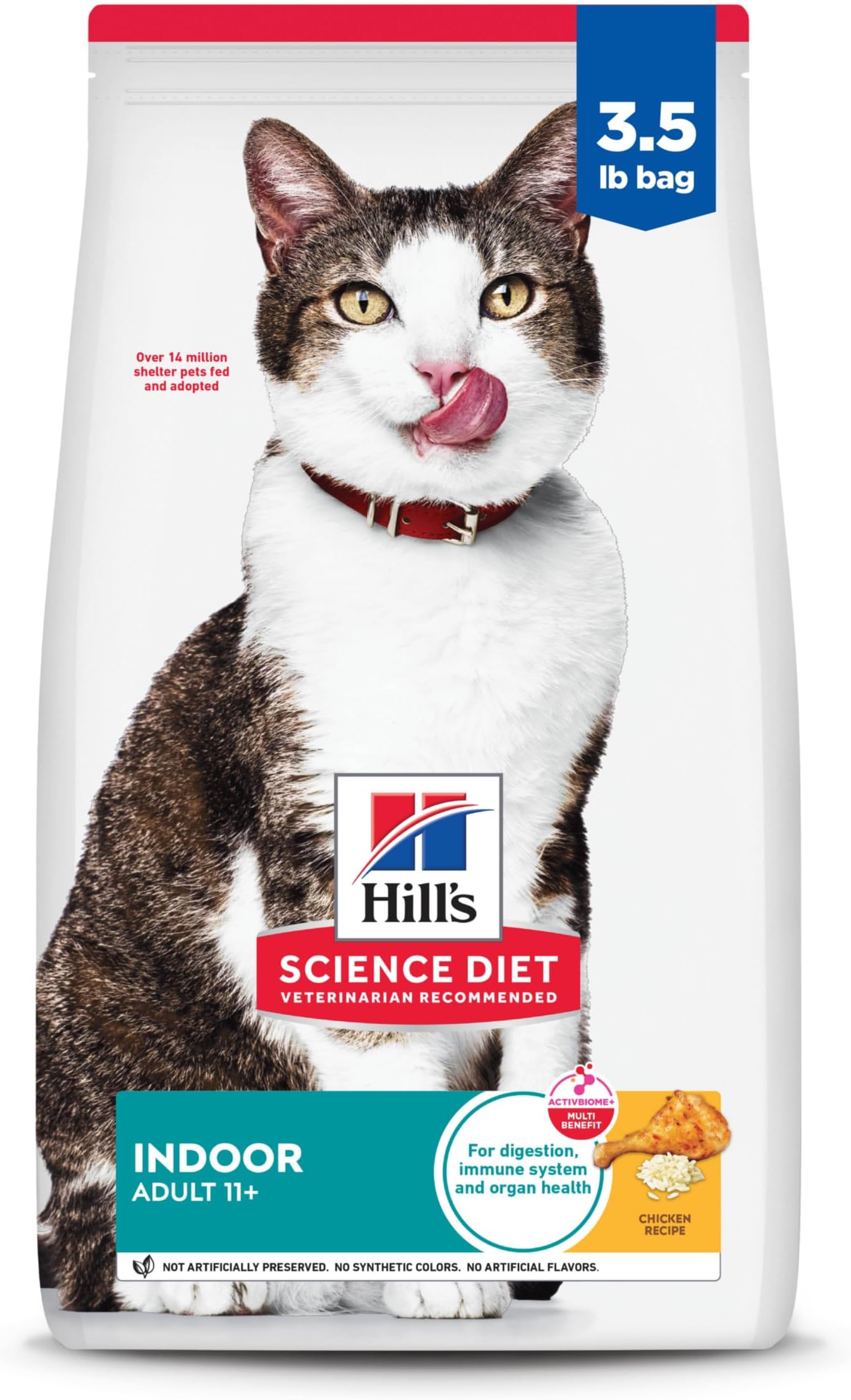 Hill's Science Diet Dry Cat Food, Adult 11+ for Senior Cats, Indoor, Chicken Recipe 3.5 lb 2529