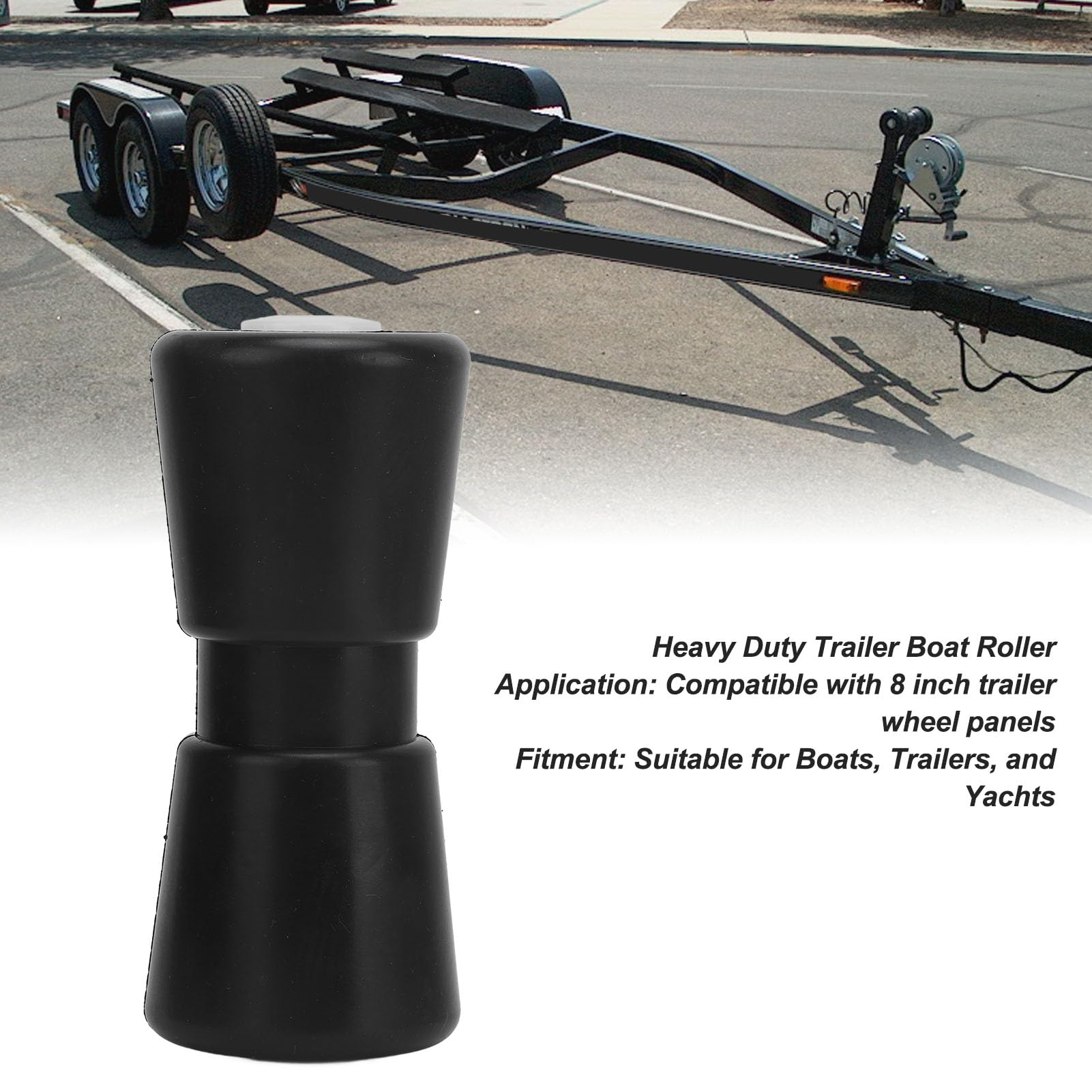 Rouleau De Remorque Bateau En Caoutchouc Noir - Arrêt D'arc Anti-rayures, Compatible Panneaux 8 Pouces, Ouverture 17 Mm