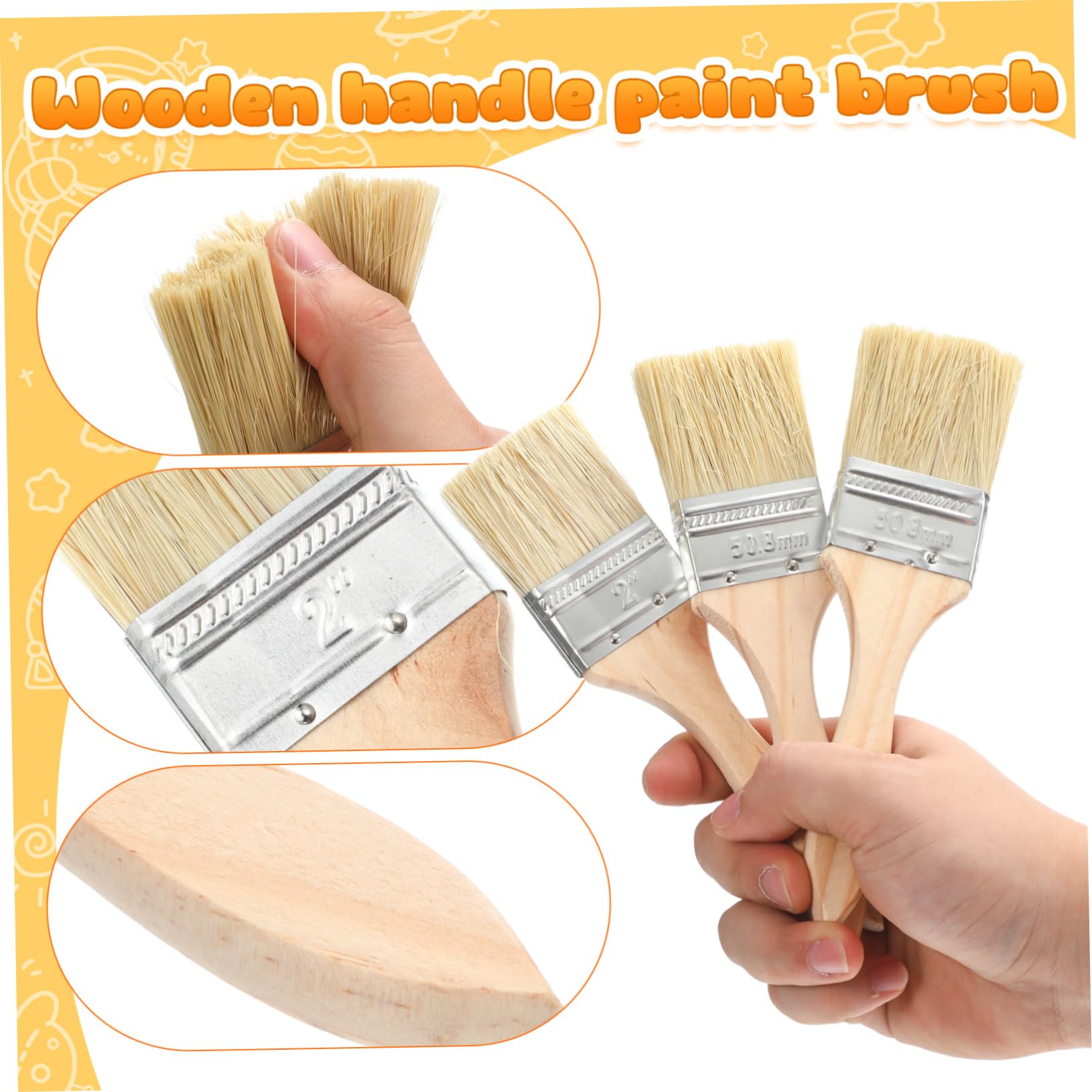 Lot de 30 Pinceaux de Peinture à Manche en Bois Épaissi