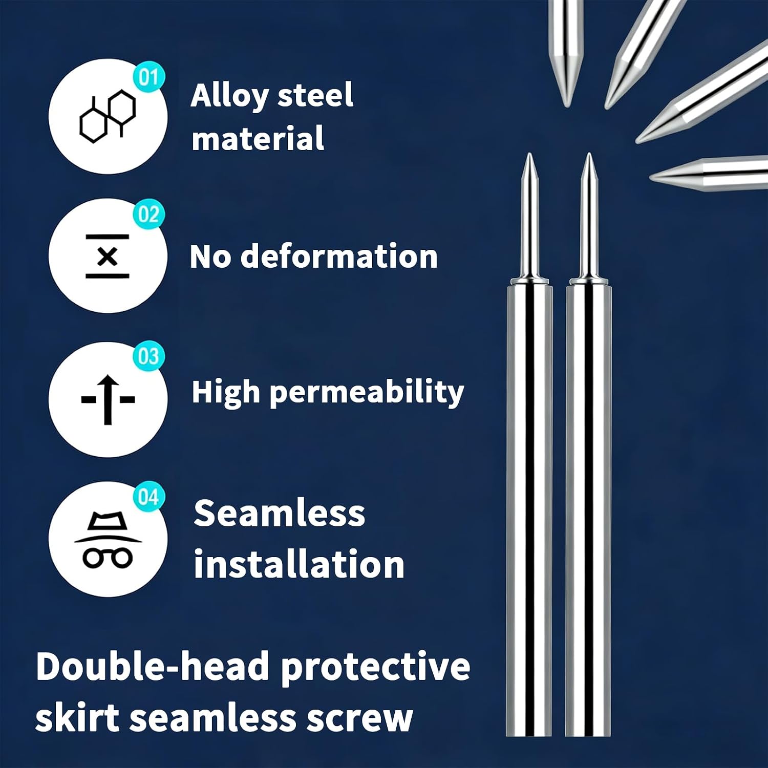 Double-Headed Seamless Nails – 200Pcs Galvanized Non-Marking Trim Nails with 2 Sleeves, Dual-Head Pin Fasteners for Wall Baseboard Molding, Invisible Double-Sided Fixing Tool – Silver