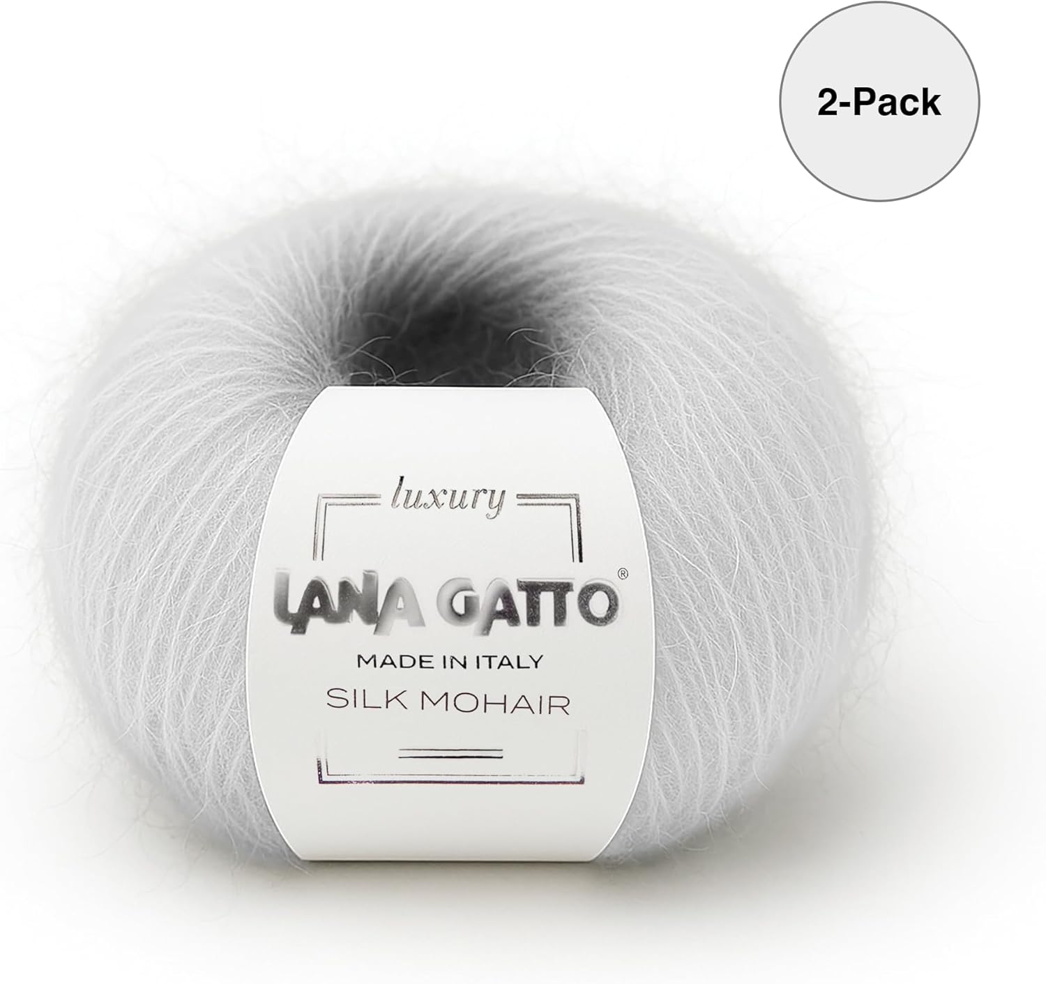 Silk Mohair Yarn for Knitting – Lace Weight Mohair Yarn with Silk, Made in Italy – White-6027, 2 Skeins