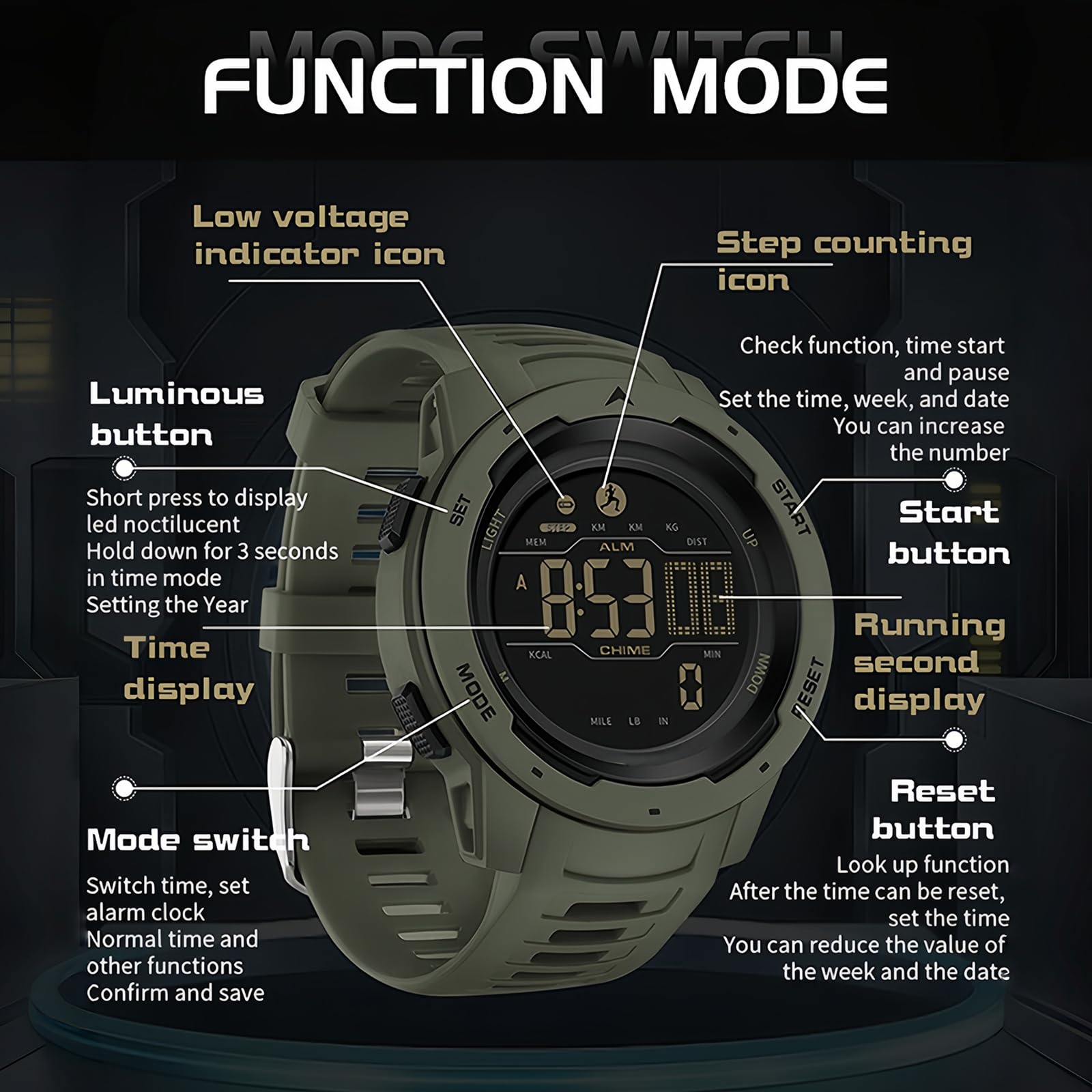Flintronic Montre Podomètre, sous-Marin Montre de Plongée, Pédomètre Montres Bracelet Homme avec Comptage de Pas Calories Distance, pour Garçons et Filles Enfants