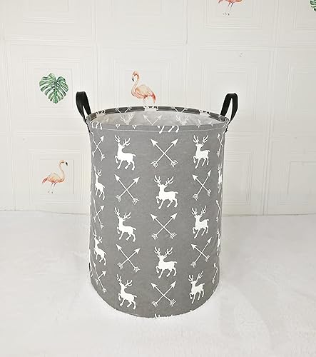 Miniatura 3 de AYTG - Cesta de ropa de lona redonda de 19.7in con asas, organizador de almacenamiento de algodón impermeable perfecto para niños y niñas, juguetes,