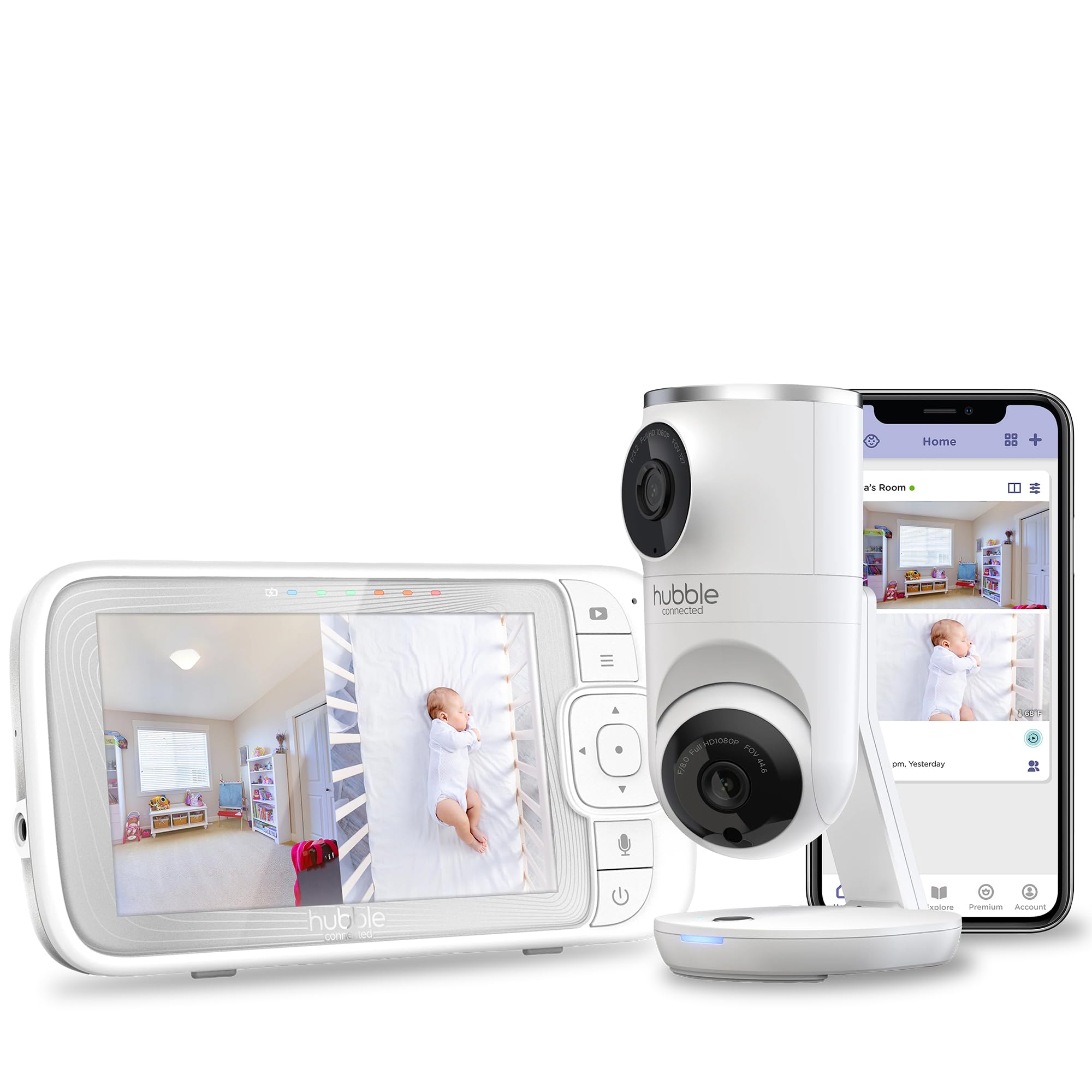 HUBBLE CONNECTED Nursery Pal Dual Vision Smart Baby Monitor with HD Video and Dual Lens, Two-Way Talk, AI Motion Tracking, Night Vision, Routine Management & Adjustable Viewing Angles
