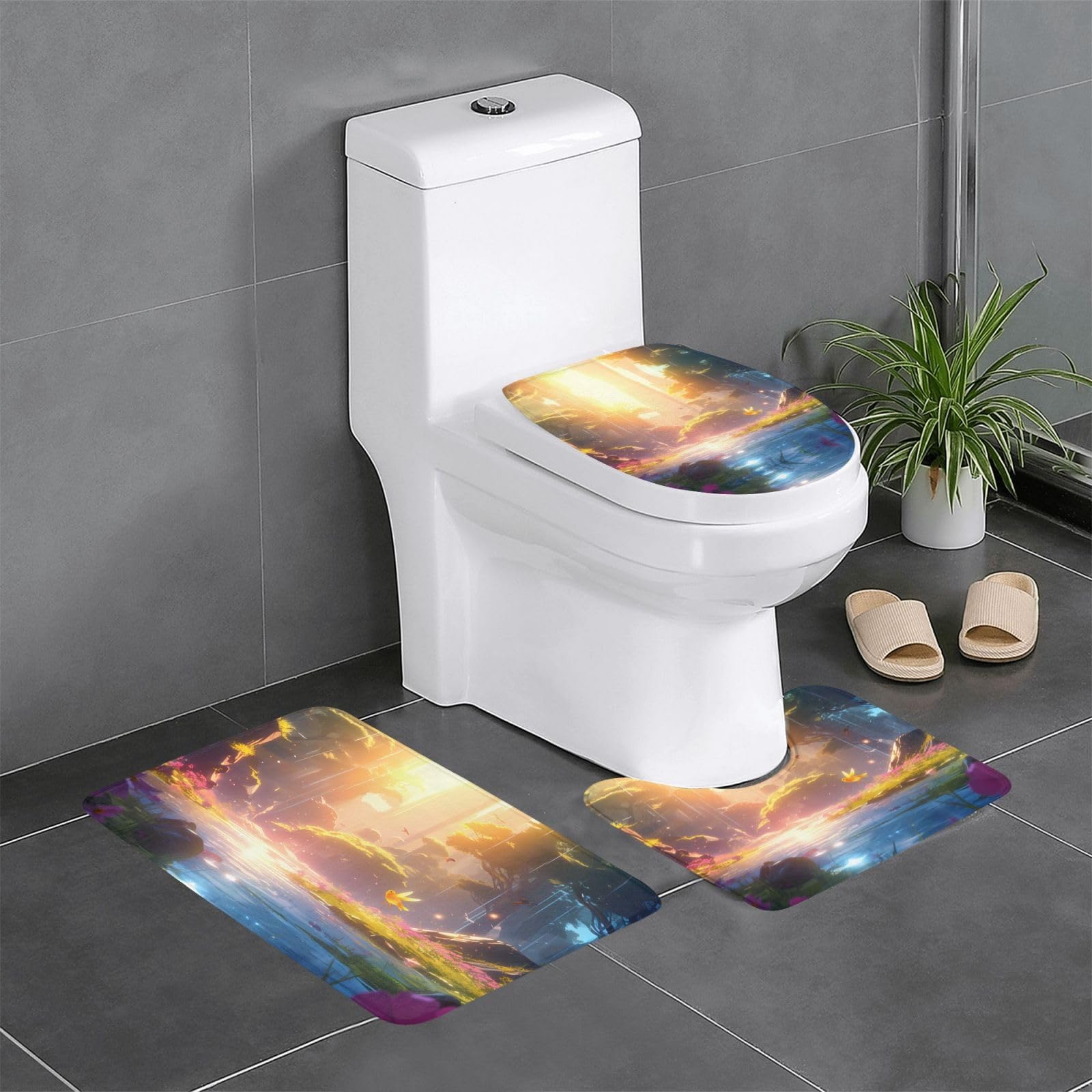 Tapis de bain antidérapant WHJDPP lot de 3 contre les sols glissants de douche et WC