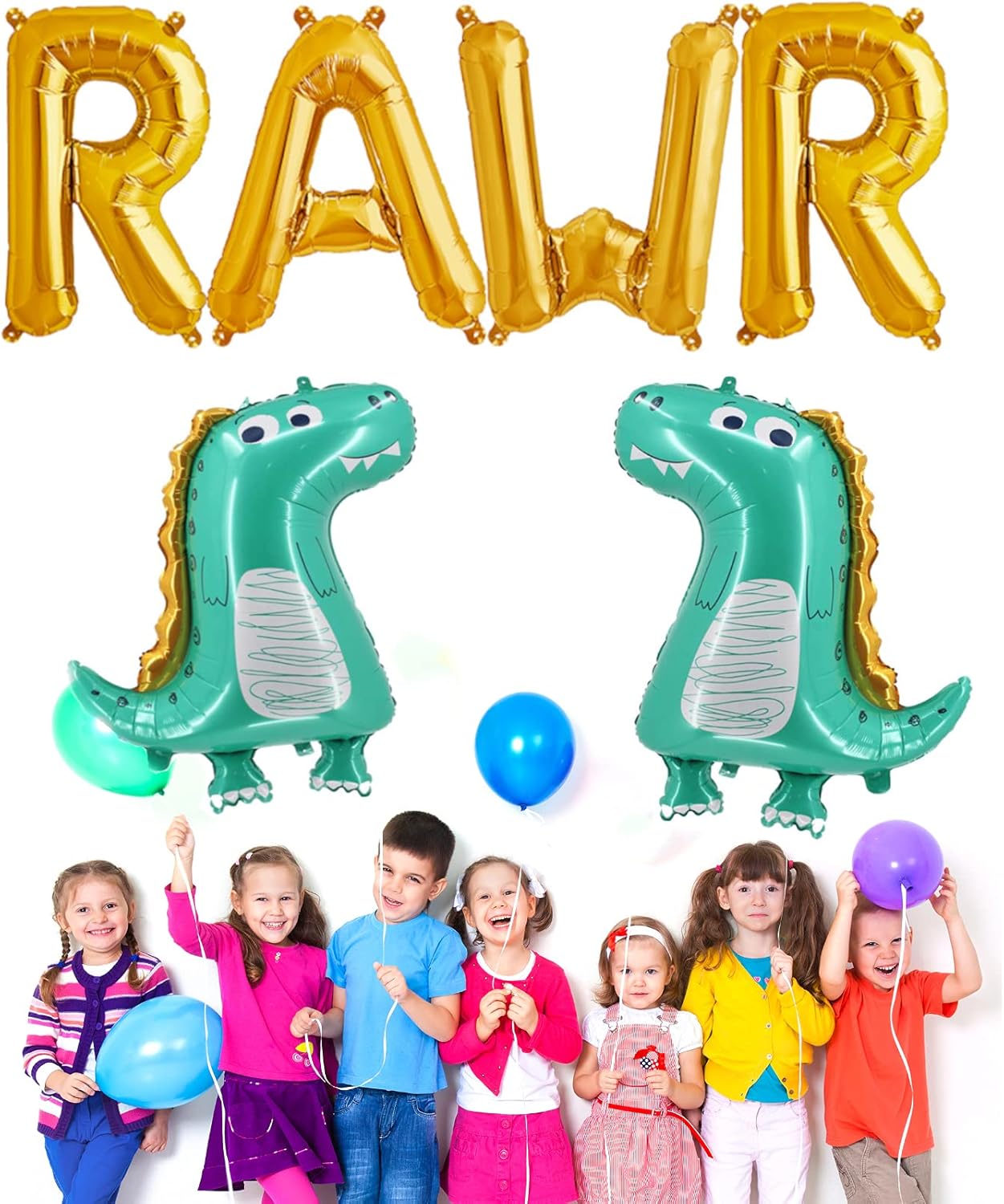 Rawr Balloons Dinosaur 2 large Dino Balloons for Little Boy Baby Birthday Party Decorations