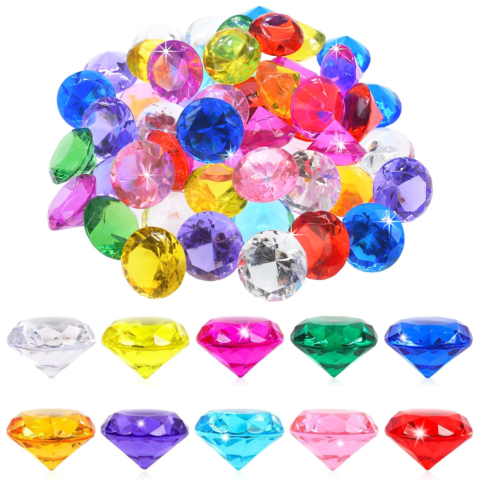 65 sztuk klejnotów dla dzieci 30 mm diament dla dzieci, akrylowe diamentowe dekoracje, duży kamień szlachetny do wazonów ślubnych dekoracja stołu, dekoracje imprezowe