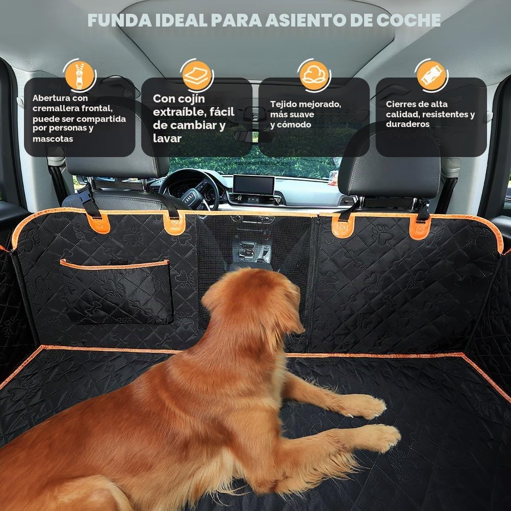 KYG Funda Coche Perro con Funda Extraíble Adicional Cubre Asientos Coche Perro Impermeable y Resistente Protector Asiento Trasero con Ventana de Malla, Fácil de Limpiar, Resistente a Los Arañazos