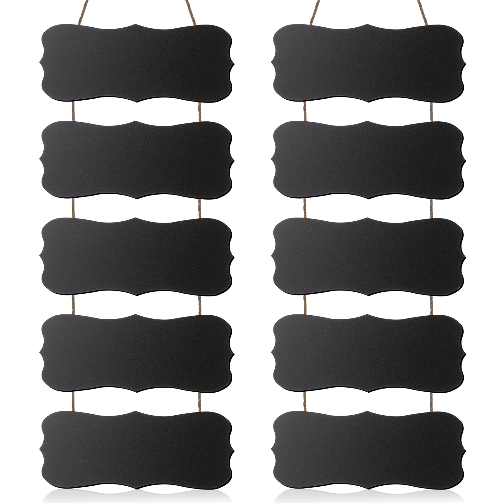 Gerrii 2 Set Double Sided Hanging Chalkboard Signs Rectangle Wooden Erasable Message Board Rustic Chalkboard Hanging Signs Menu Memo Display with Rope