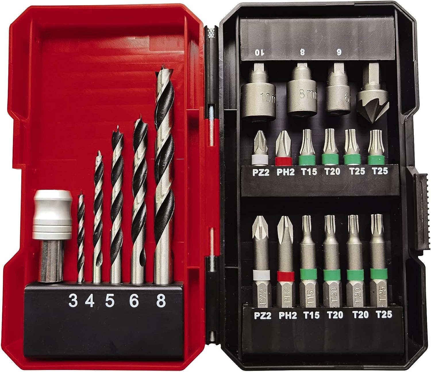 Einhell Akku-Bohrschrauber TE-CD 18/45 3X-Li+22 Power X-Change (18 V, 45 Nm, Winkelaufsatz, Exzenter Aufsatz, 22-tlg. Bitset, 2,0 Ah-Akku, Ladegerät + E-Box)